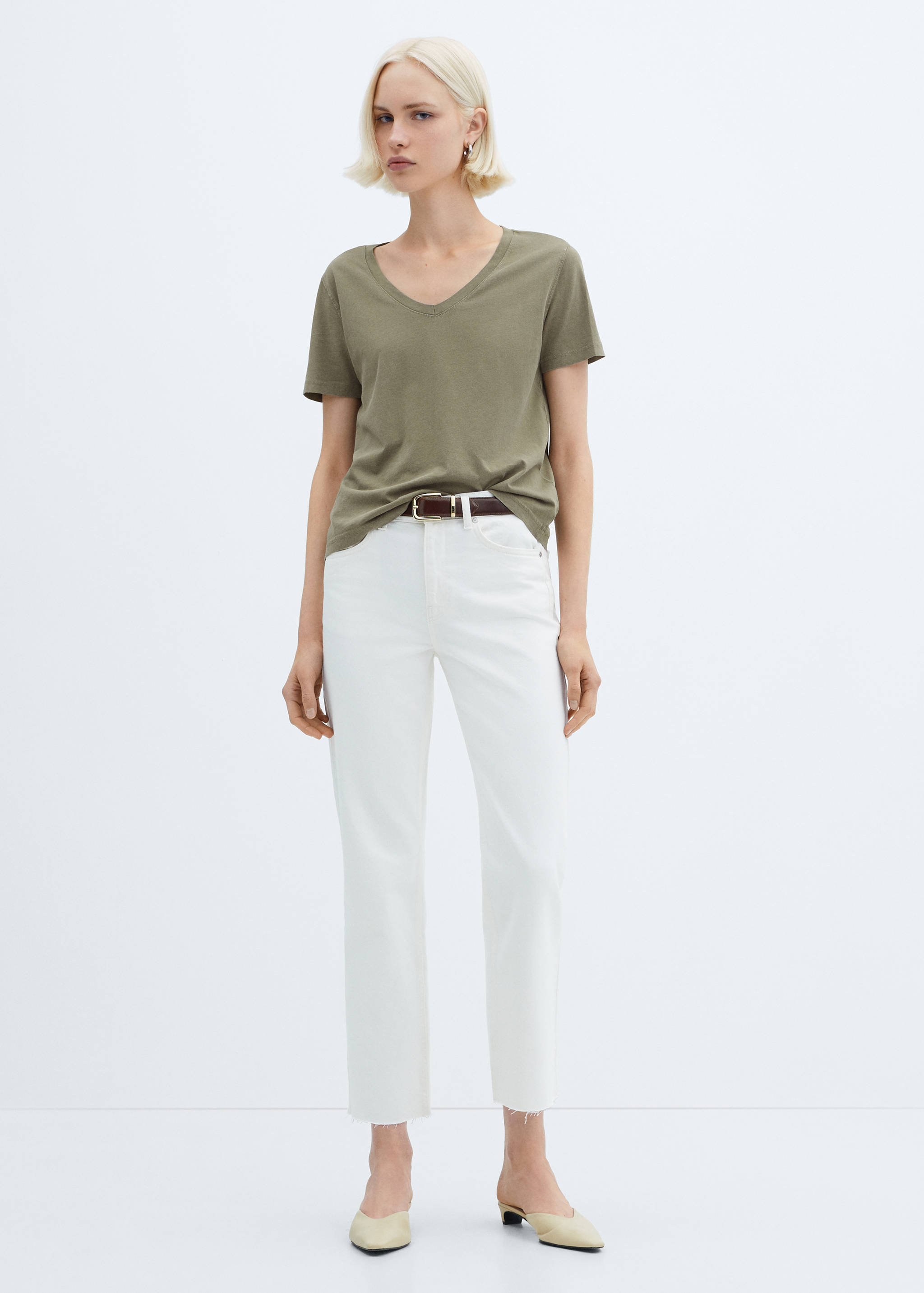Washed-effect cotton t-shirt - General plane