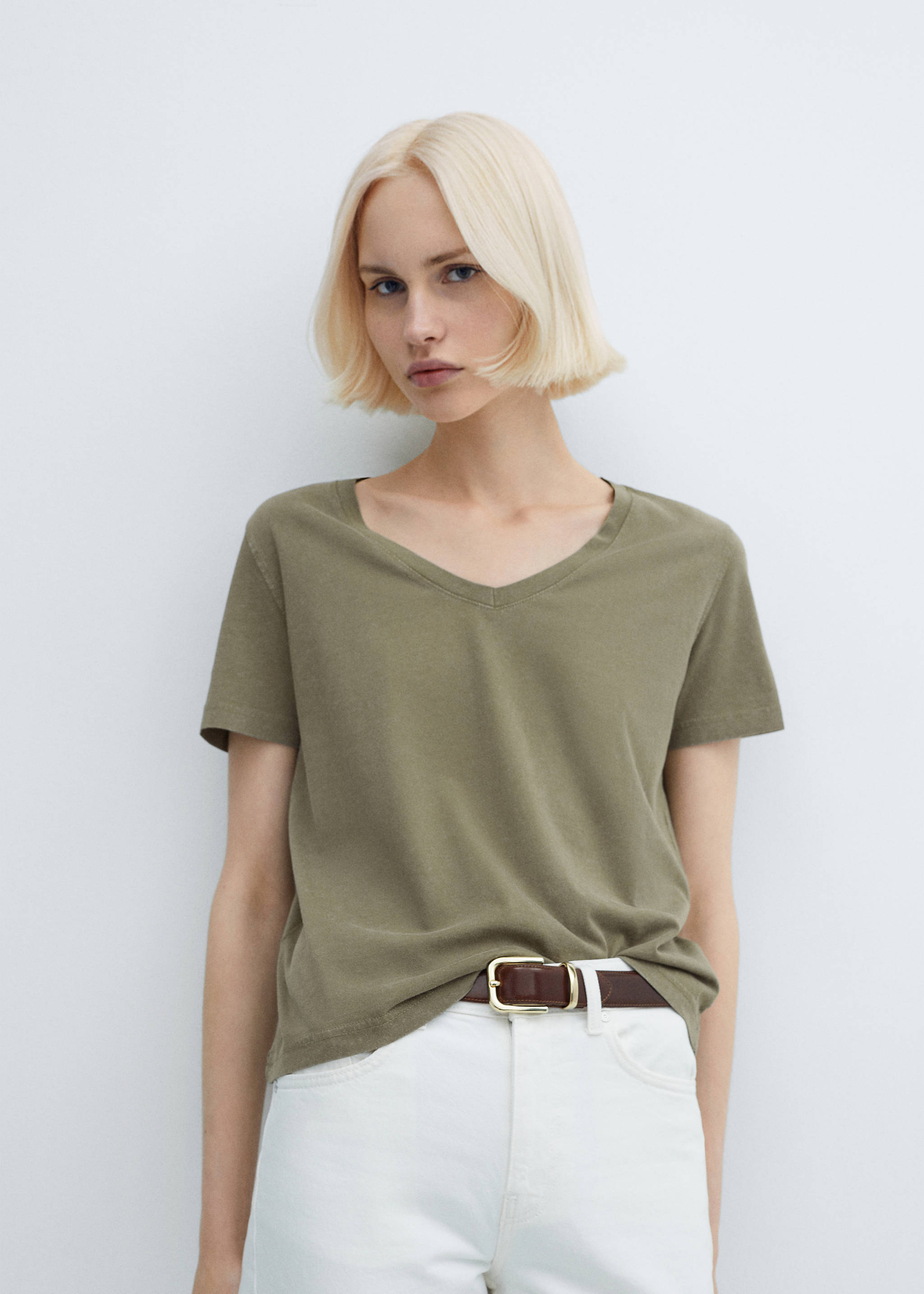Washed-effect cotton t-shirt - Medium plane