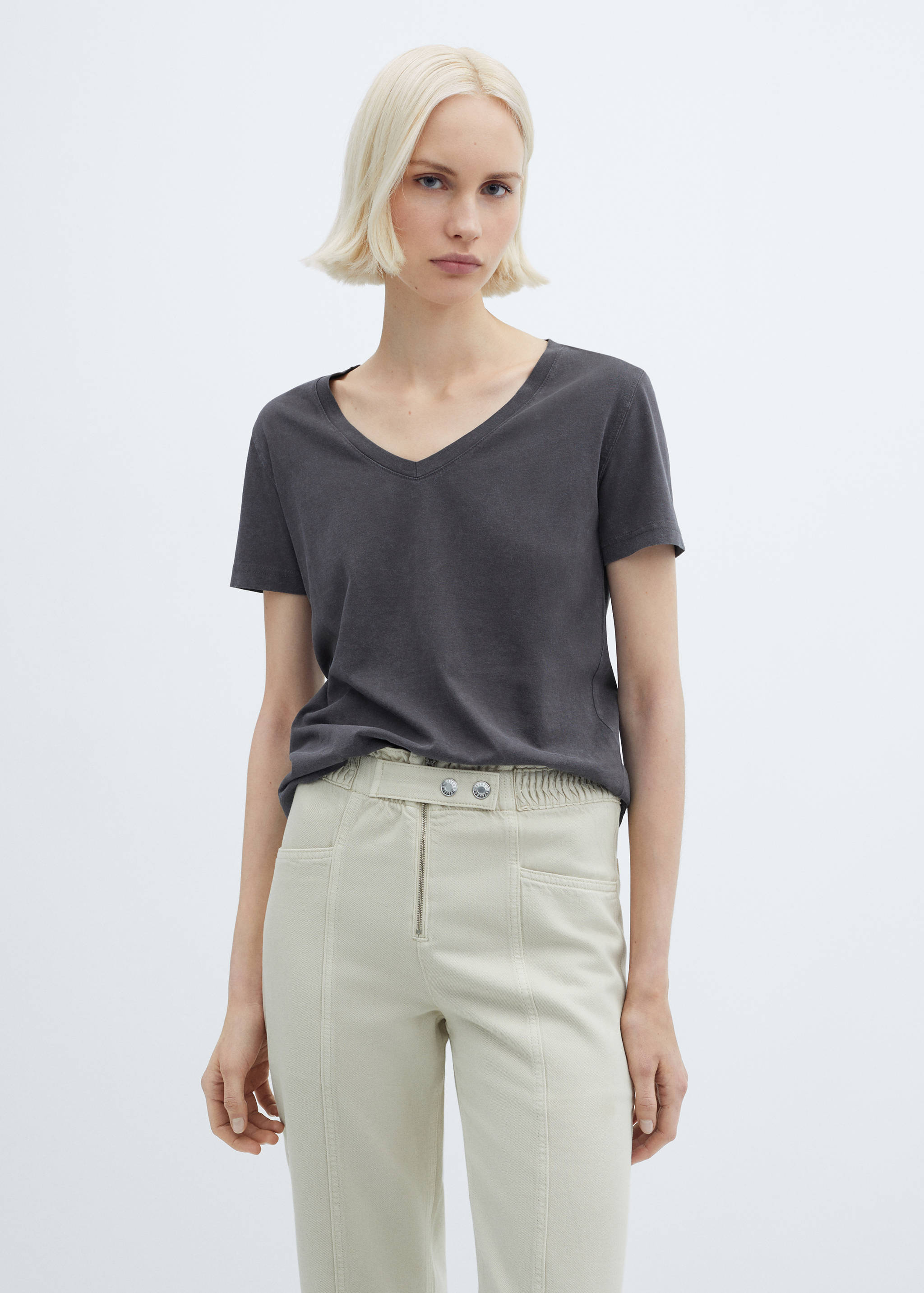 Washed-effect cotton t-shirt - Medium plane