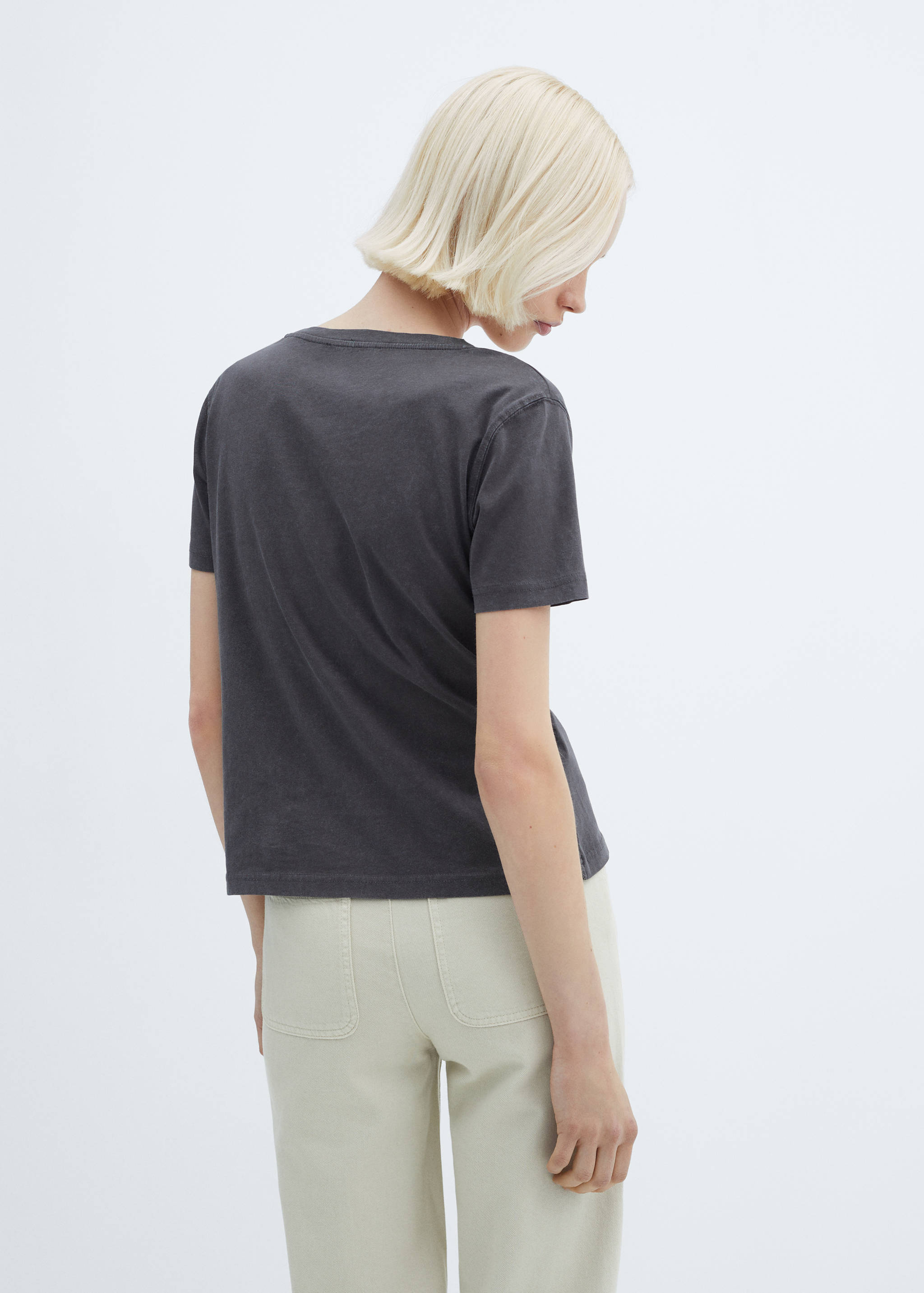 Washed-effect cotton t-shirt - Reverse of the article