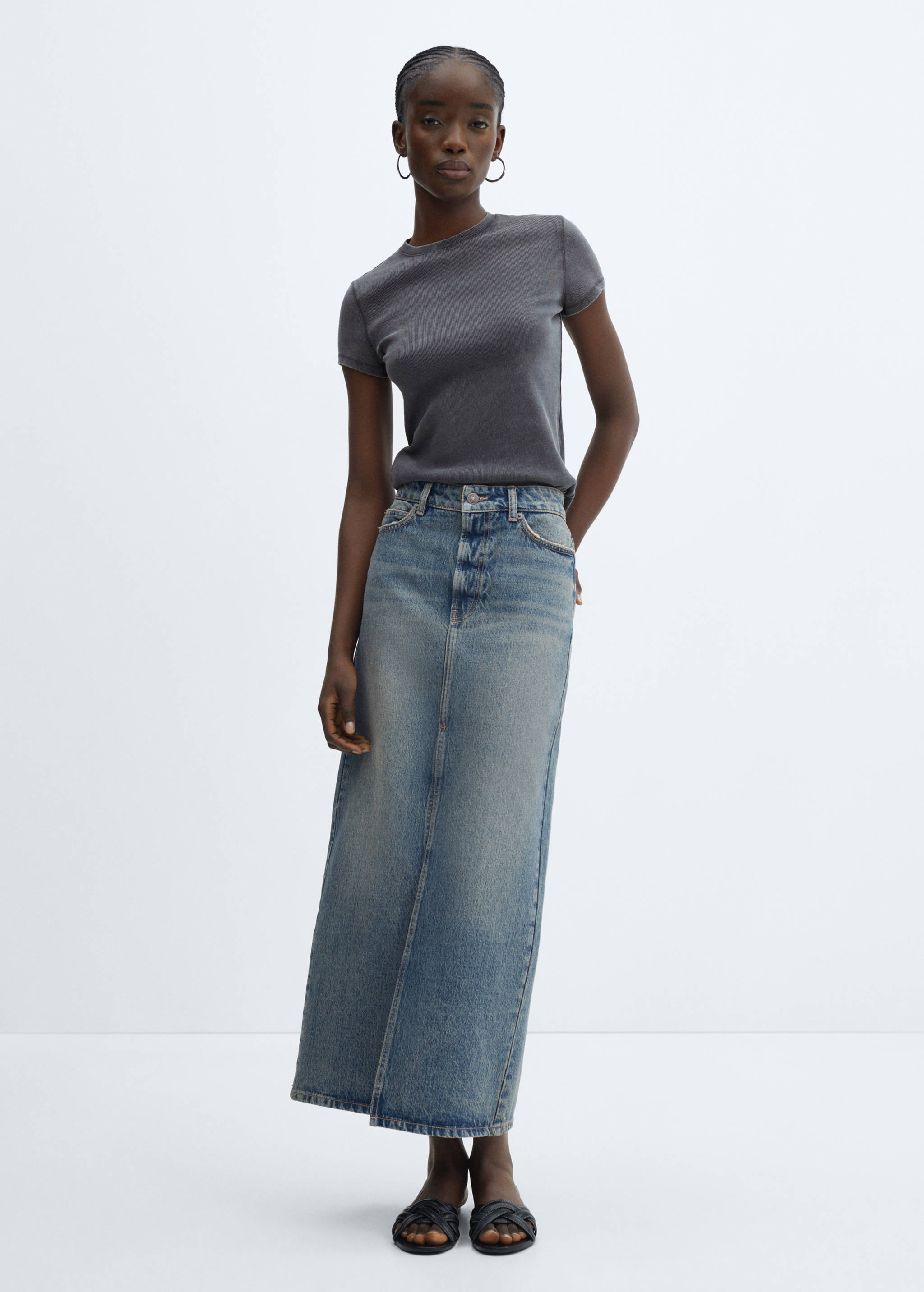 Camiseta lavada canalé - Plano general