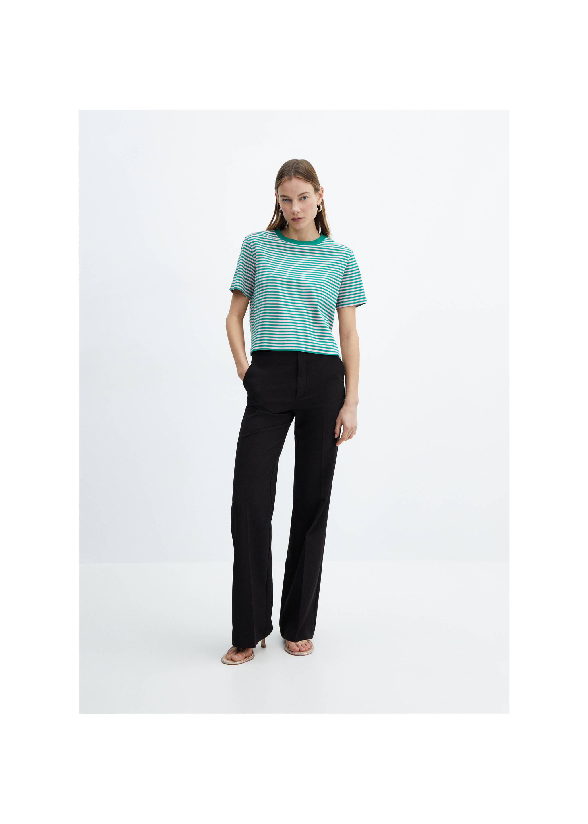 Striped short-sleeved t-shirt - General plane, Green. Ref: 67005752-00.