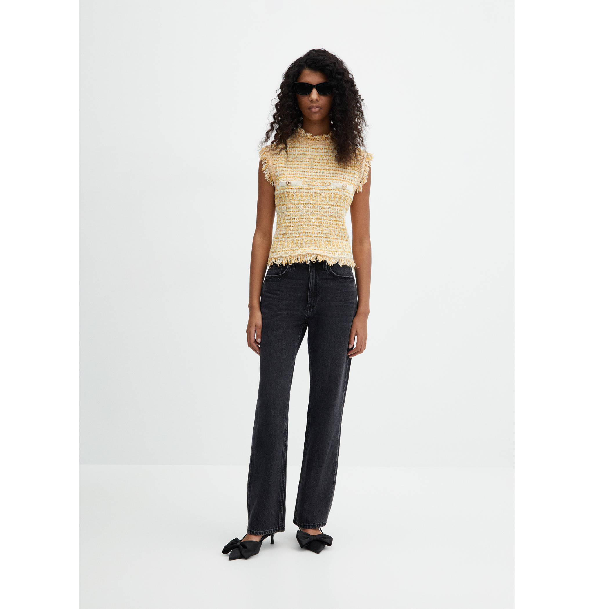 Tweed top with frayed detail - General plane