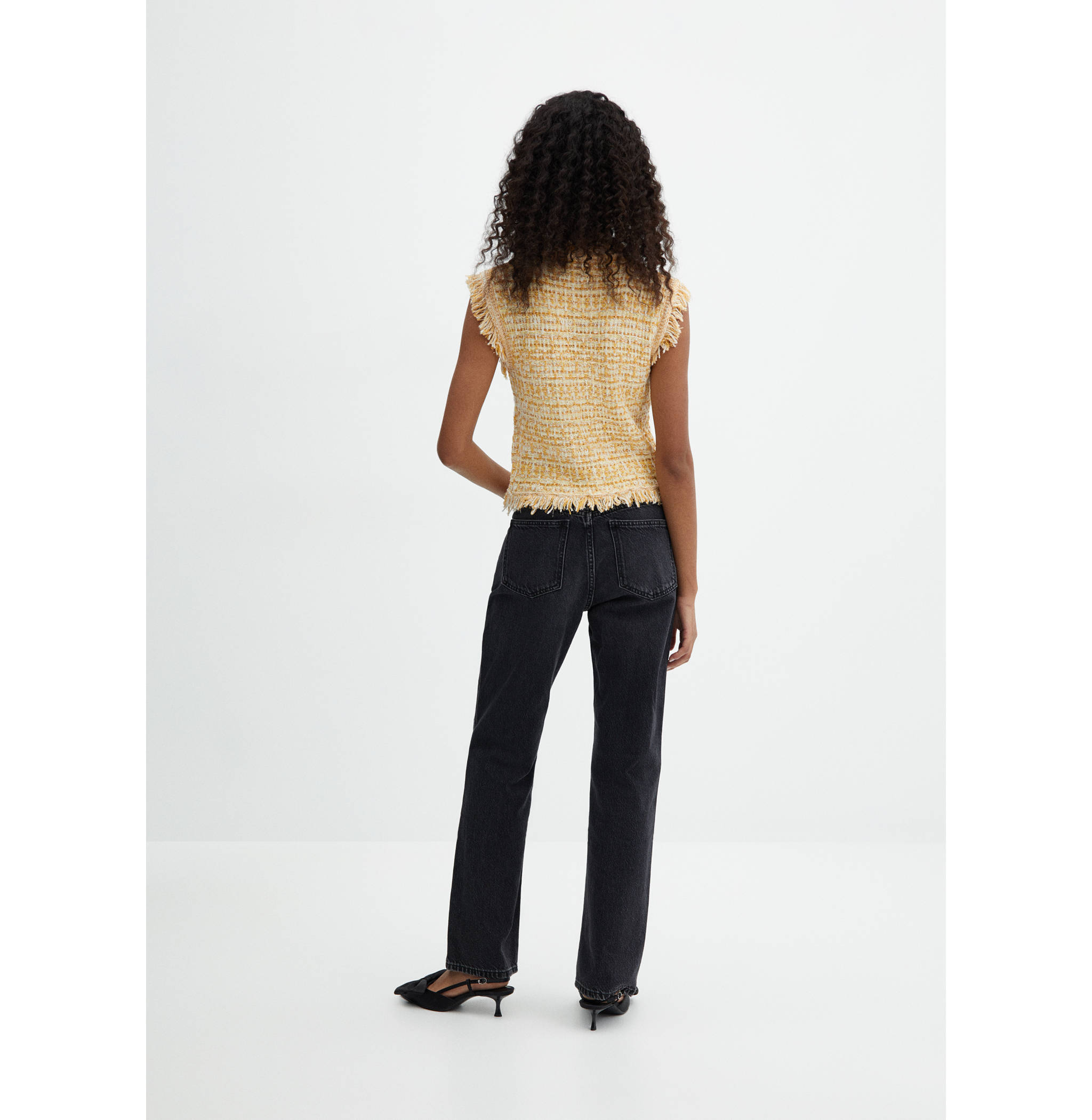 Tweed top with frayed detail - Reverse of the article