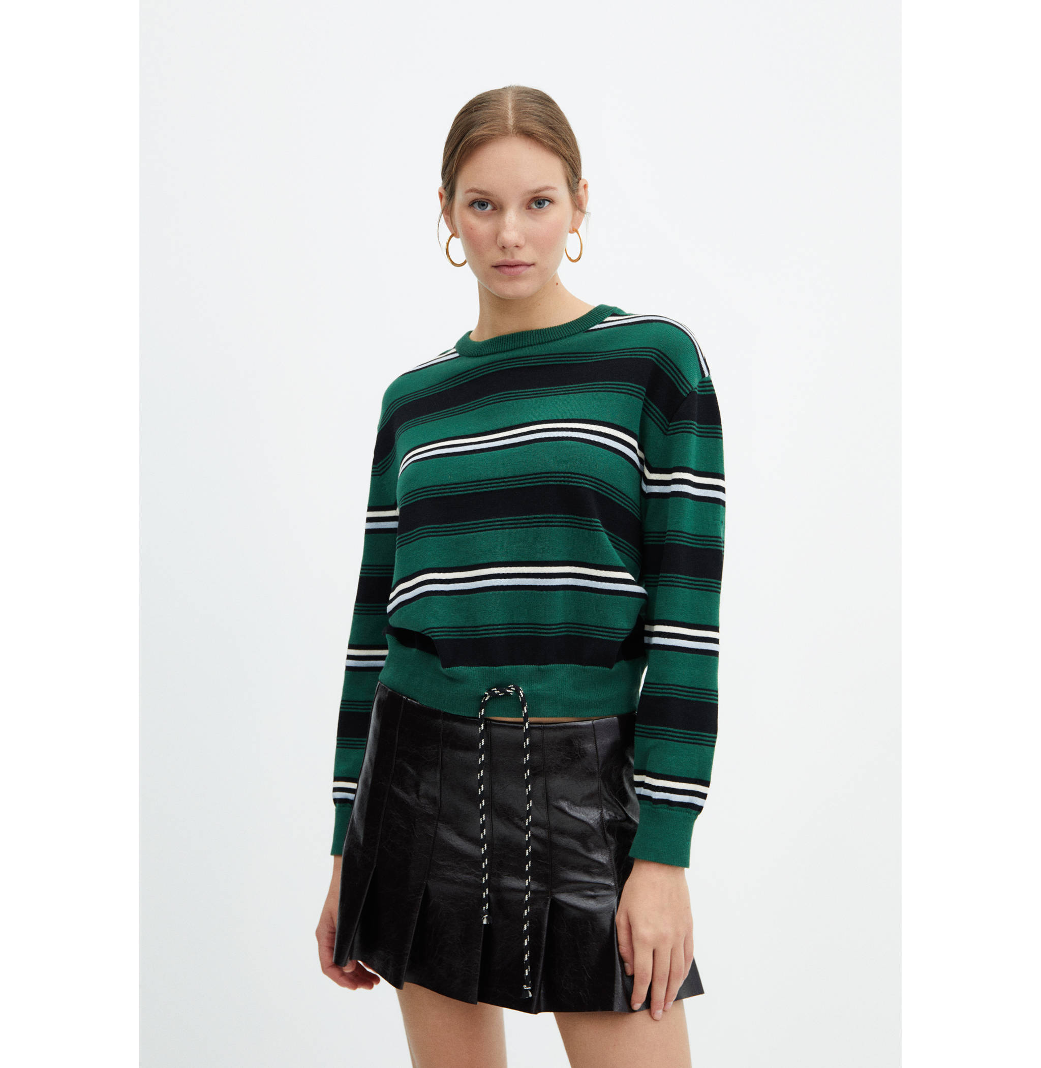 Round-neck striped sweater - Medium plane