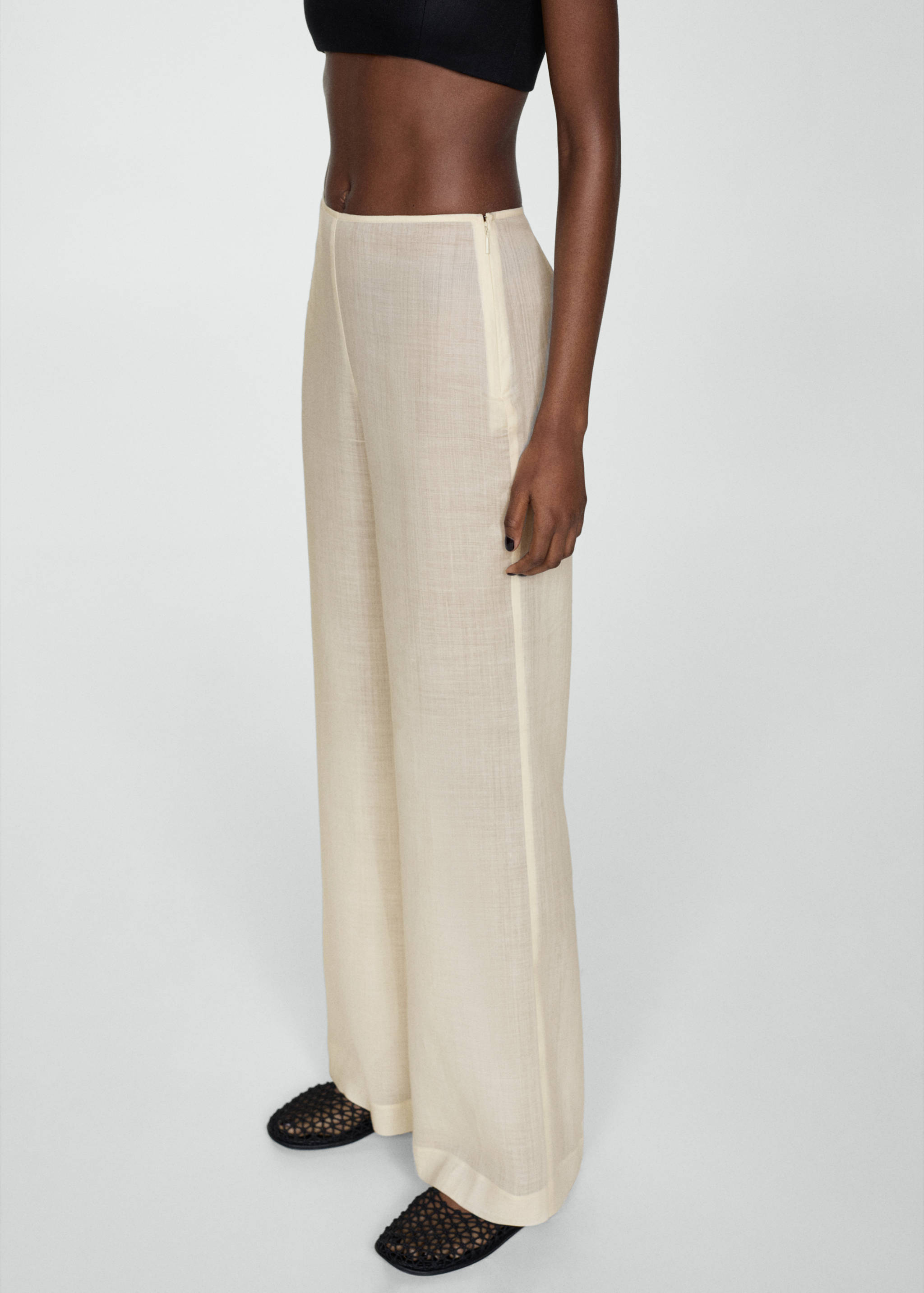 100% ramie straight trousers - Medium plane