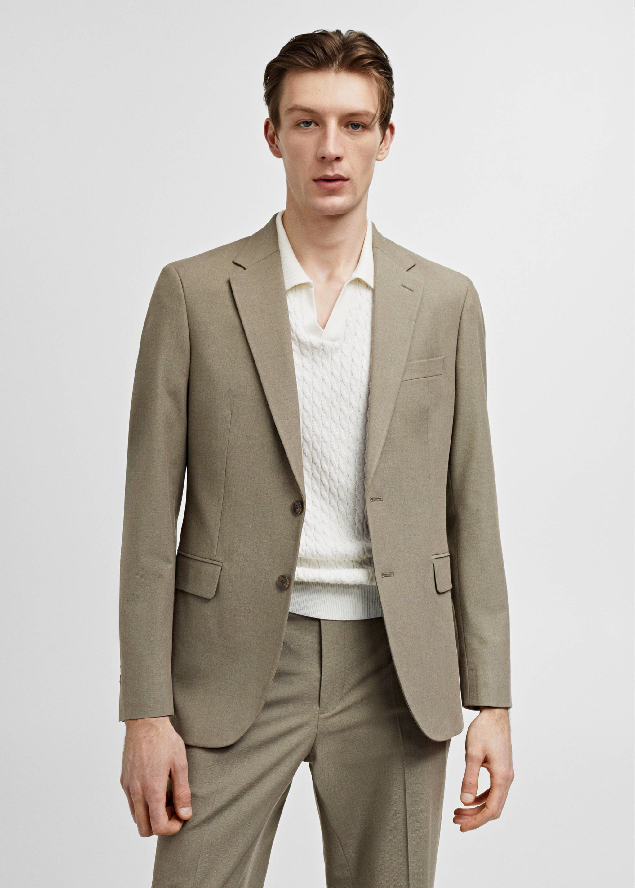 Stretch-fabric slim-fit suit blazer - Medium plane