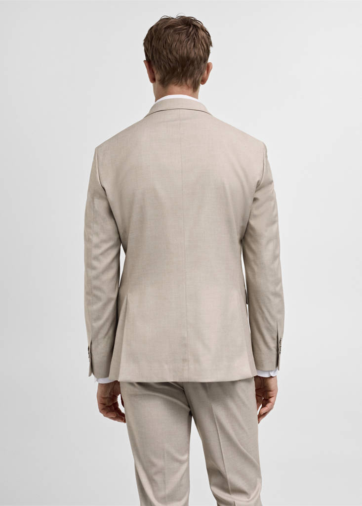 Stretch-fabric slim-fit suit jacket — Beige