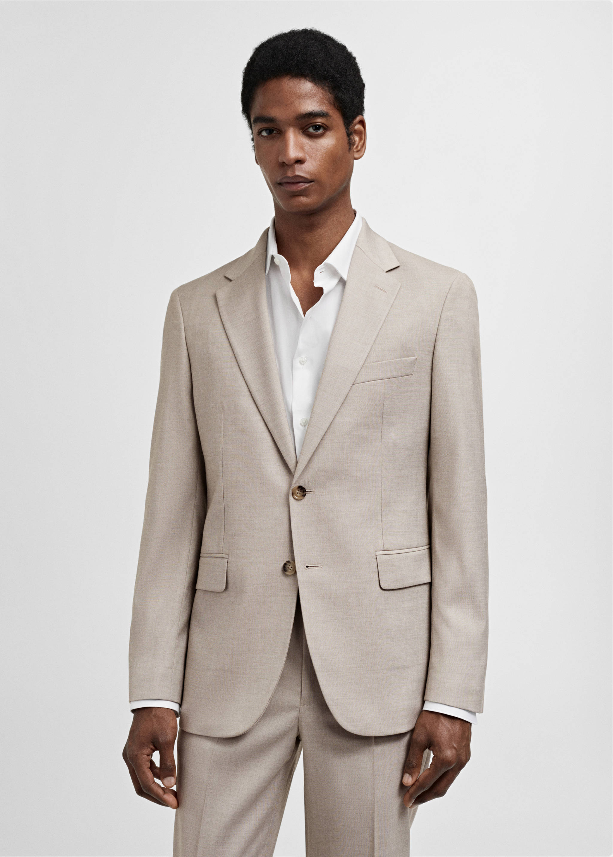 Stretch-fabric slim-fit suit blazer - Medium plane