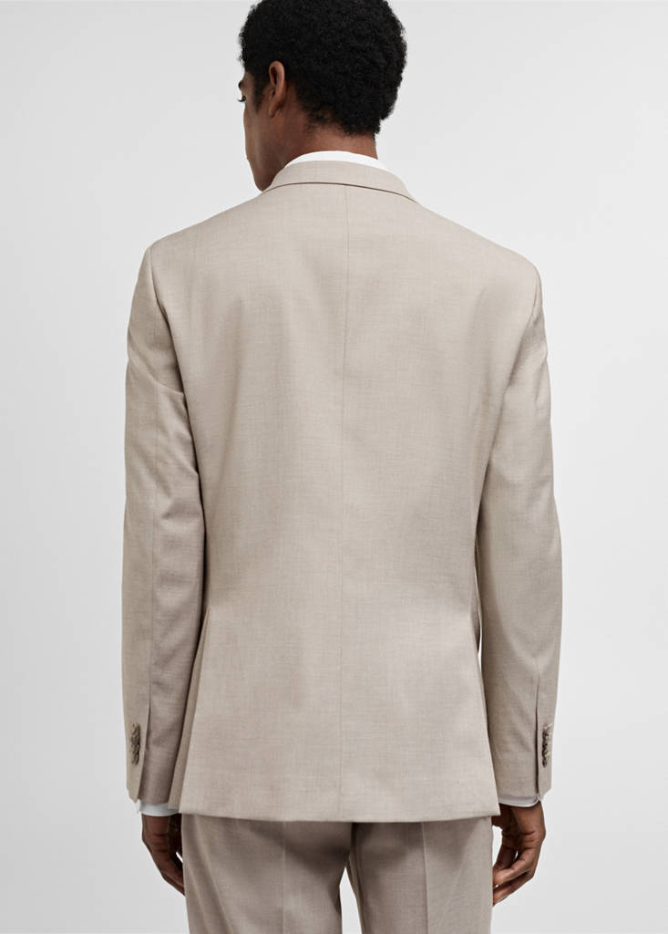 Stretch-fabric slim-fit suit jacket — Beige