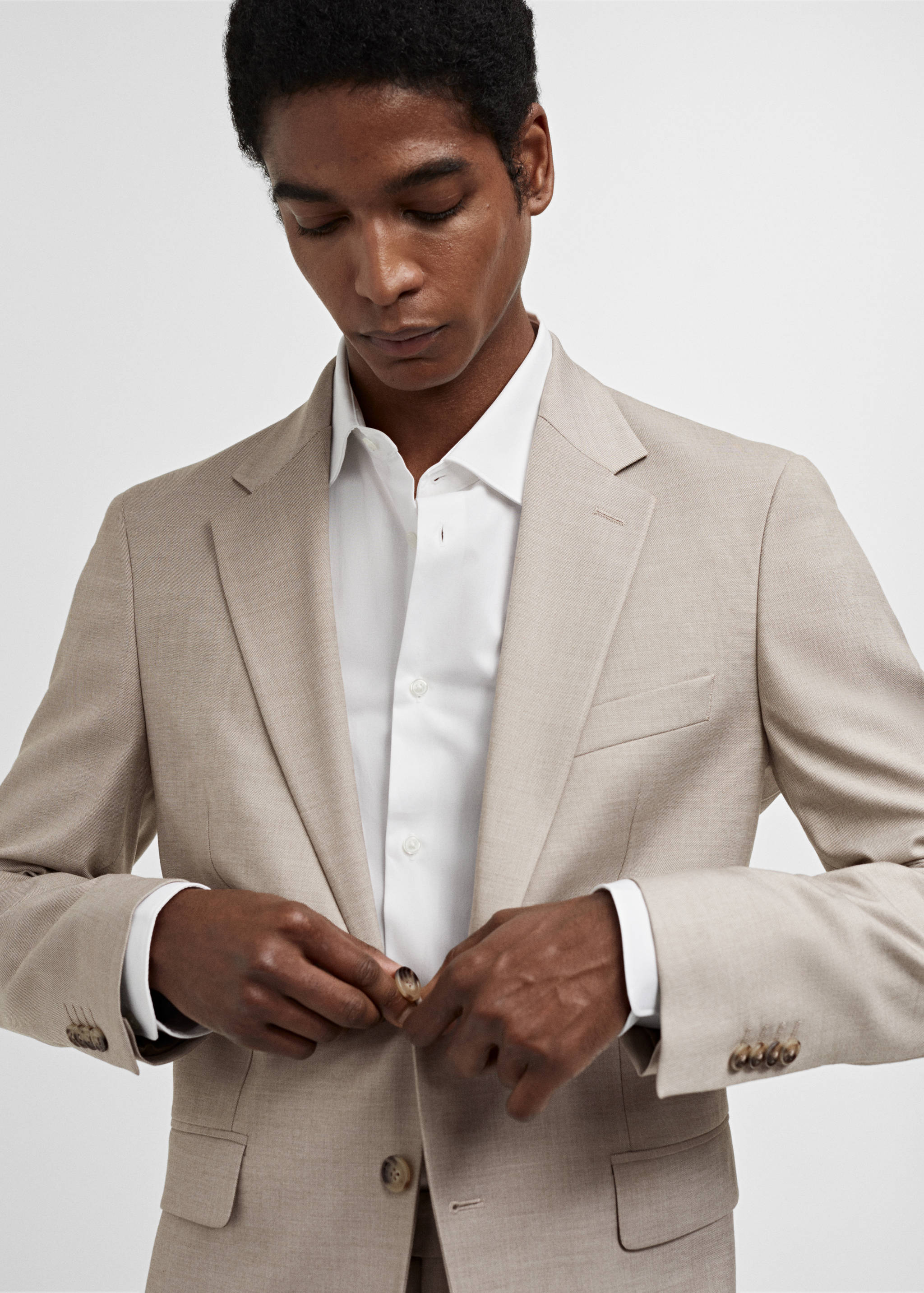 Stretch-fabric slim-fit suit blazer - Details of the article 3