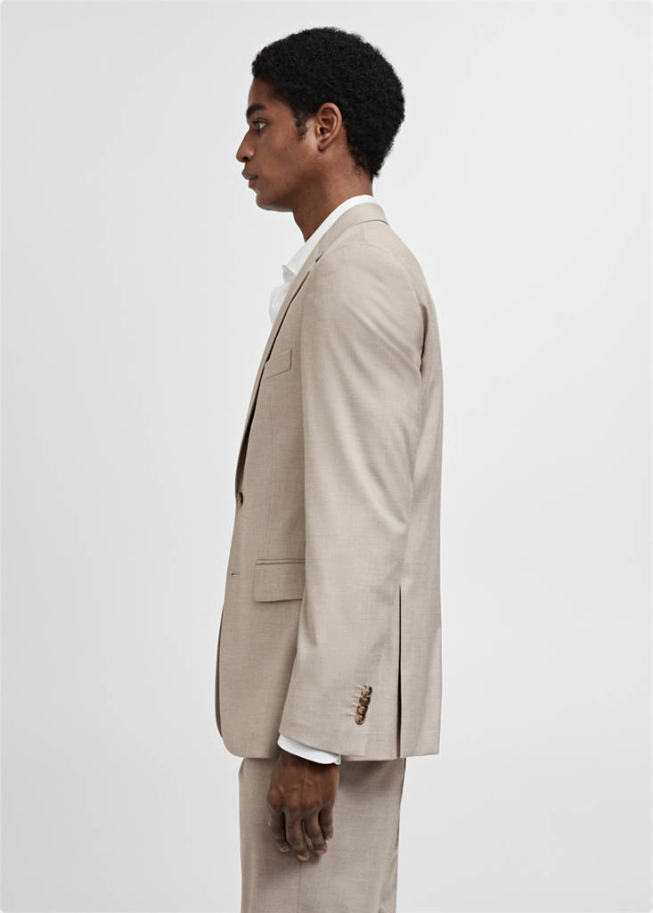 Stretch-fabric slim-fit suit jacket — Beige
