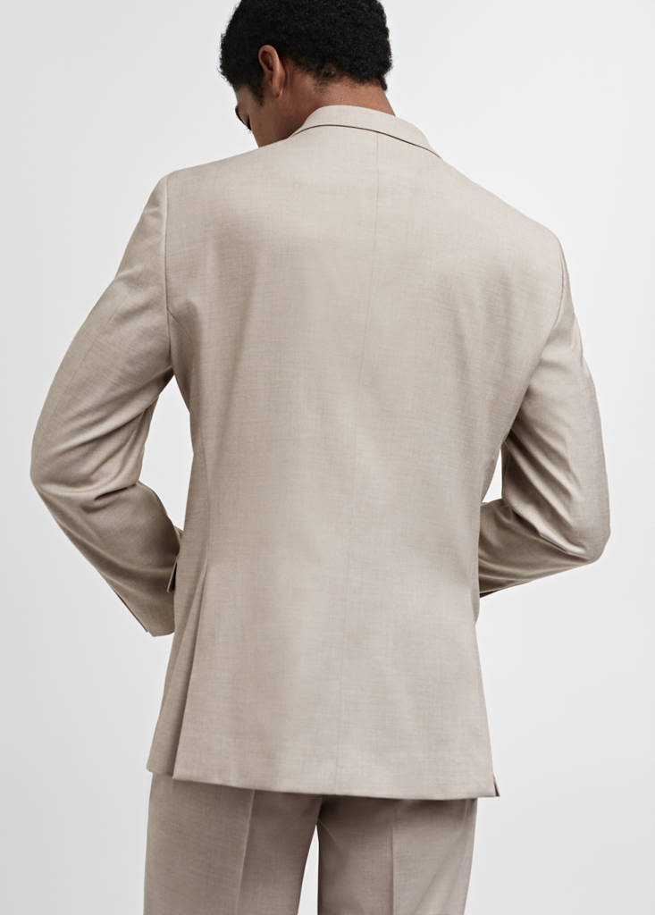 Stretch-fabric slim-fit suit jacket — Beige