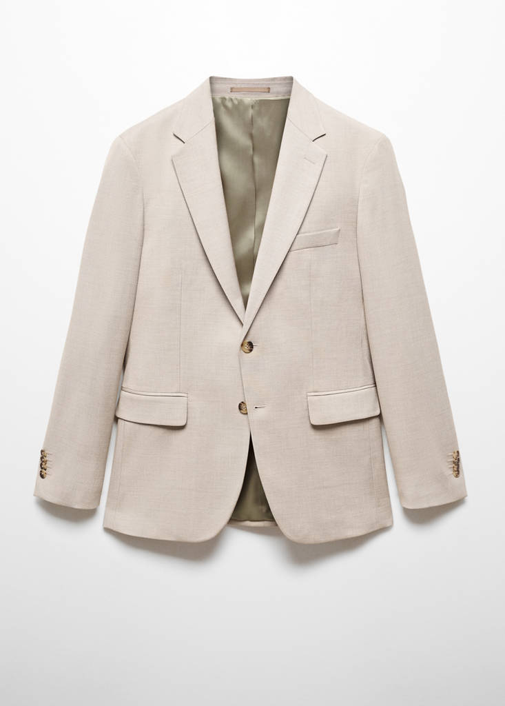 Stretch-fabric slim-fit suit jacket — Beige