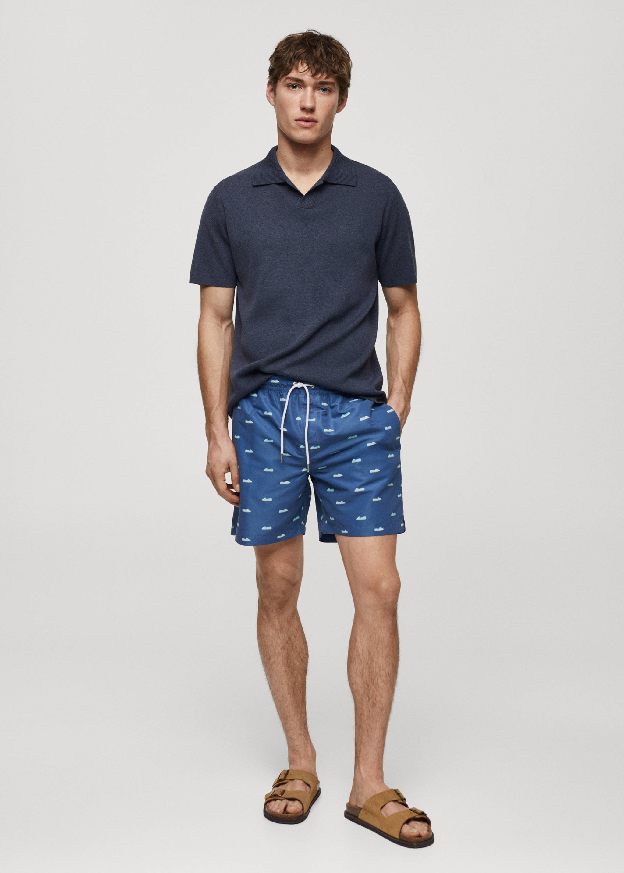 Espadrille-print swimsuit with drawstring - General plane