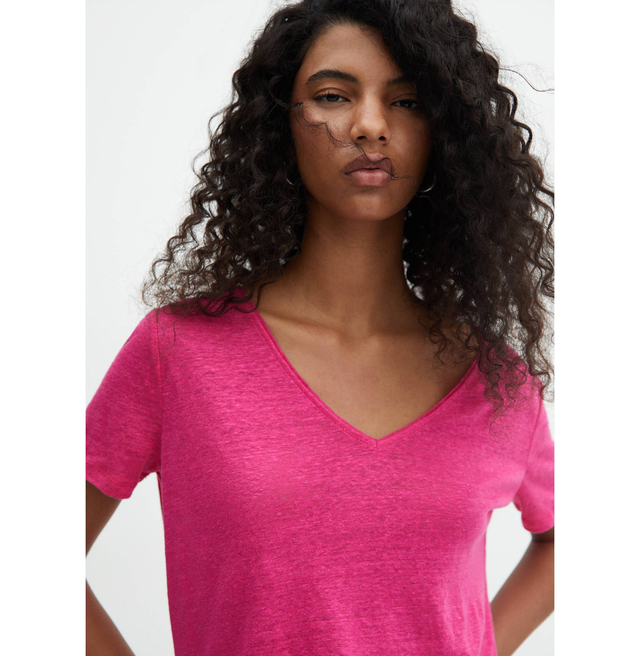 V-neck linen t-shirt - Medium plane