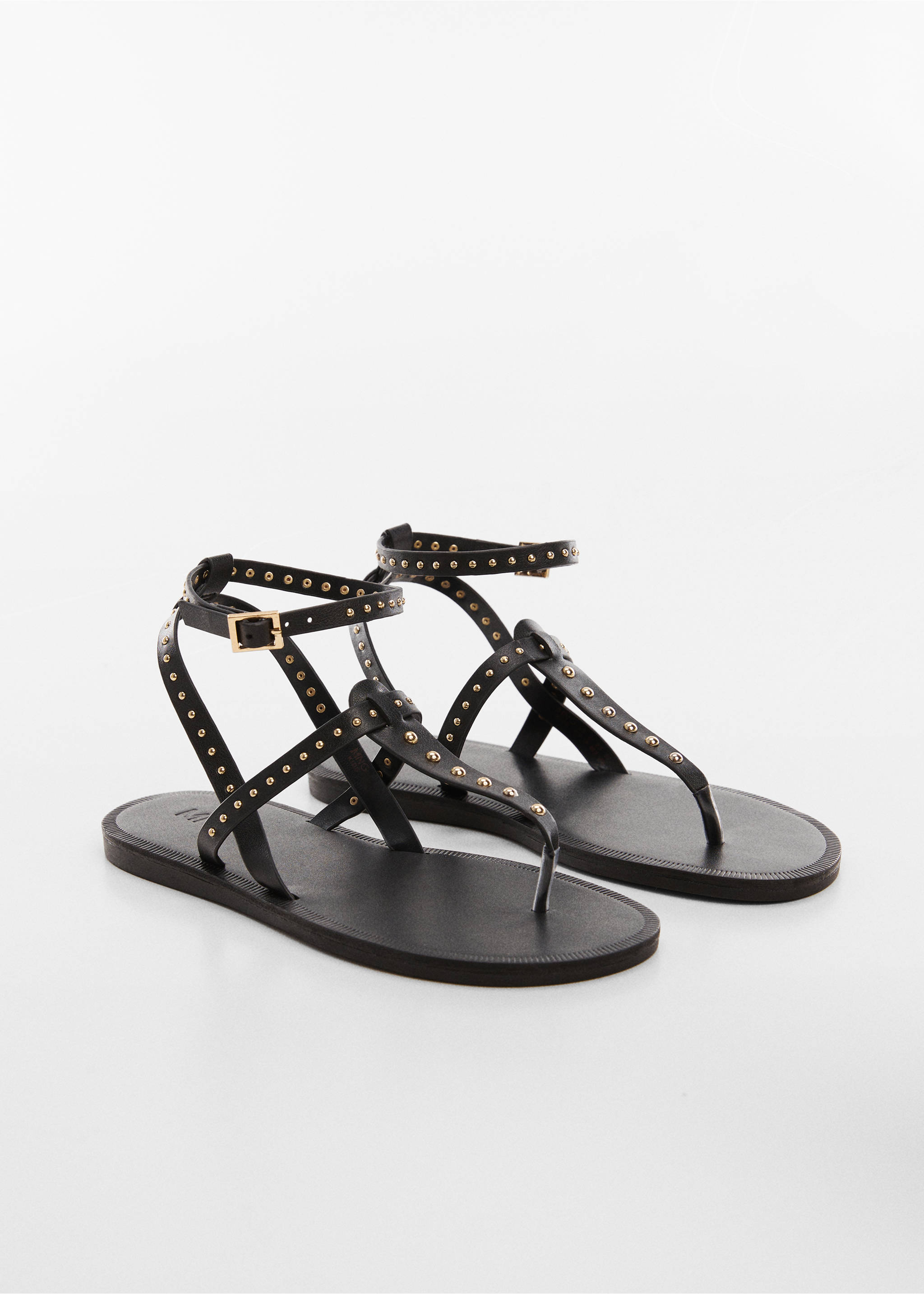 Beaded strap sandal - Medium plane, Black. Ref: 67006337-00.