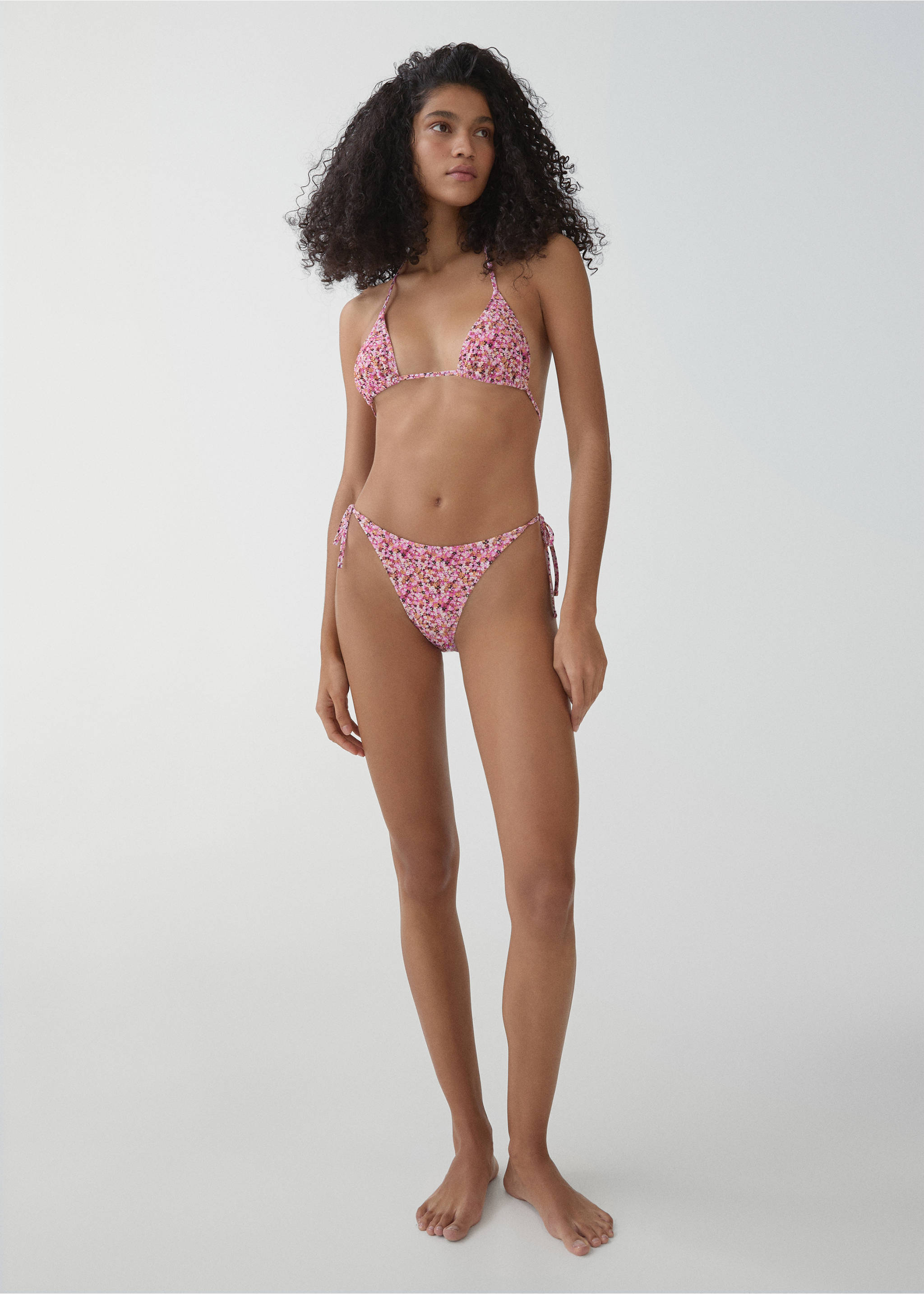 Floral triangular bikini top - General plane, Pink. Ref: 67006738-00.