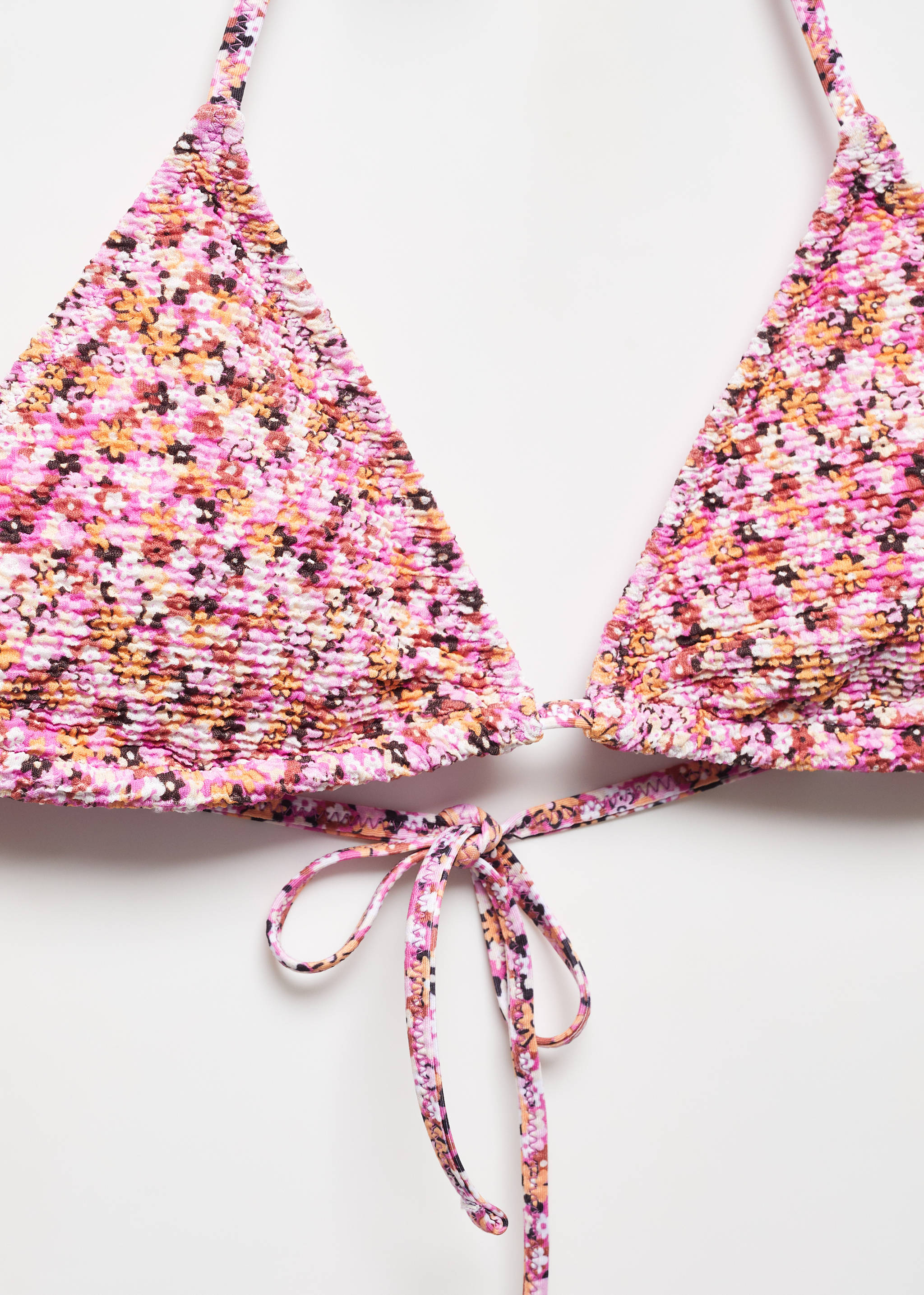 Floral triangular bikini top - Details of the article 8, Pink. Ref: 67006738-00.