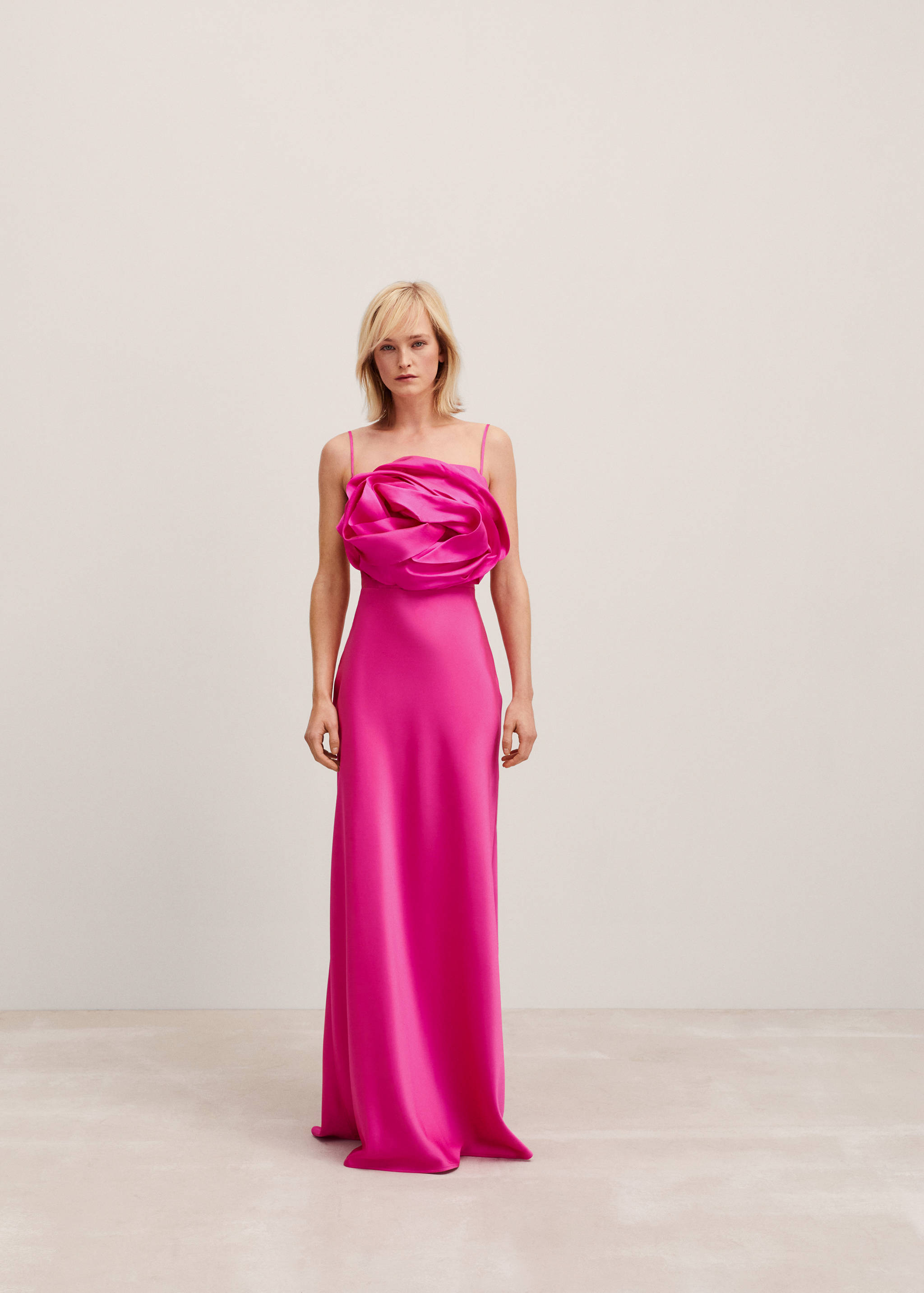 Satin maxi-flower dress - General plane