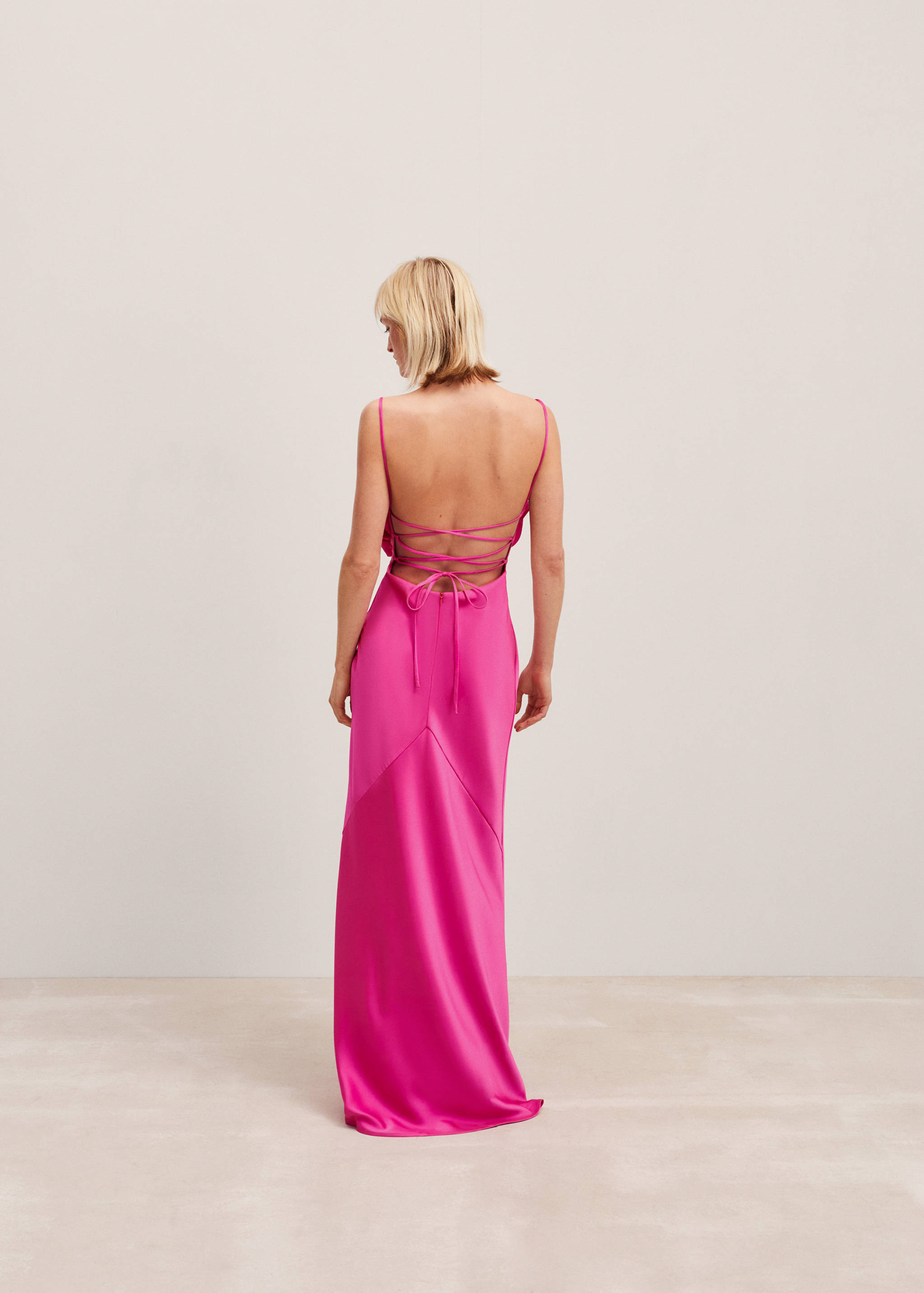 Satin maxi-flower dress - Reverse of the article