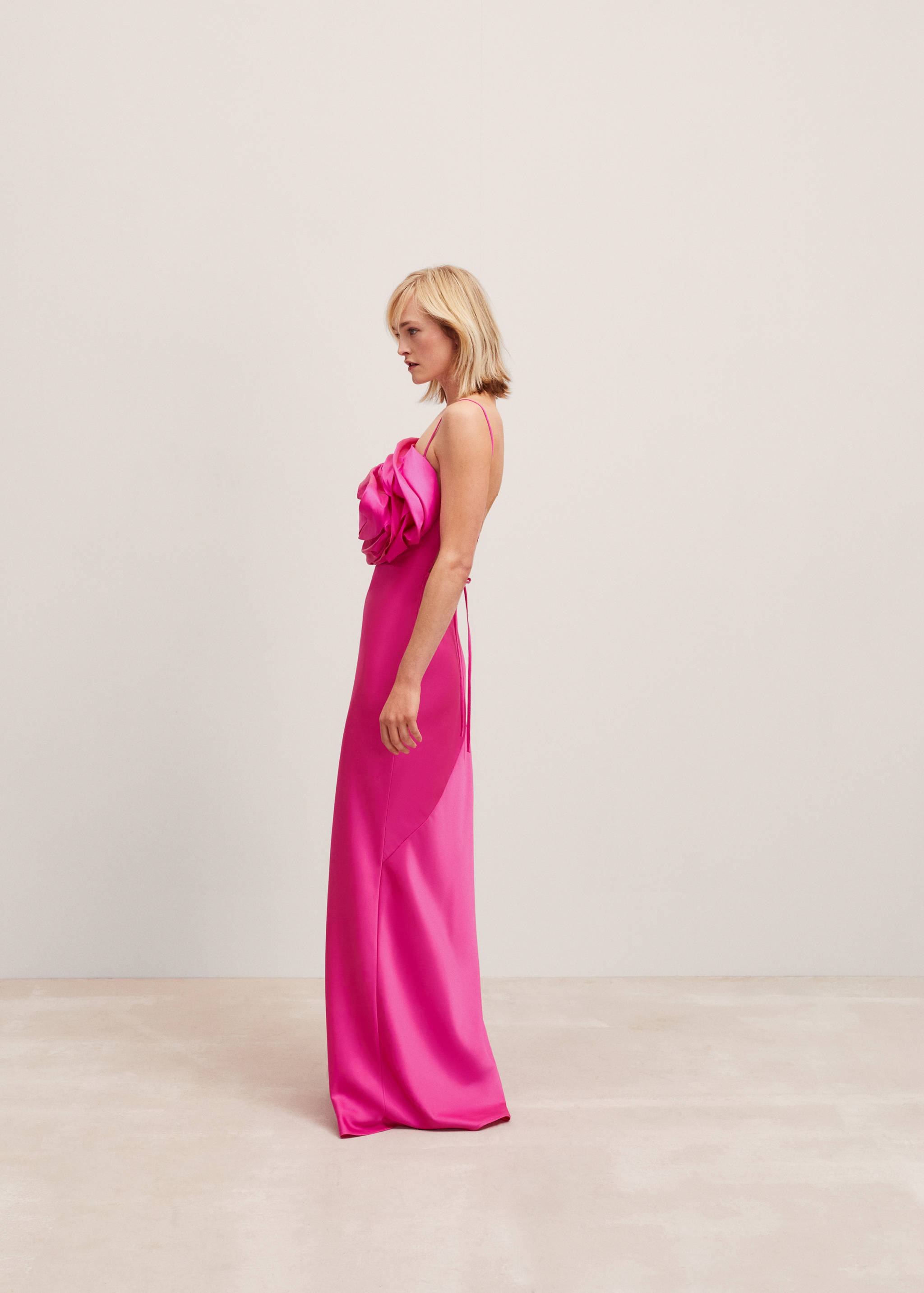 Satin maxi-flower dress - Details of the article 2