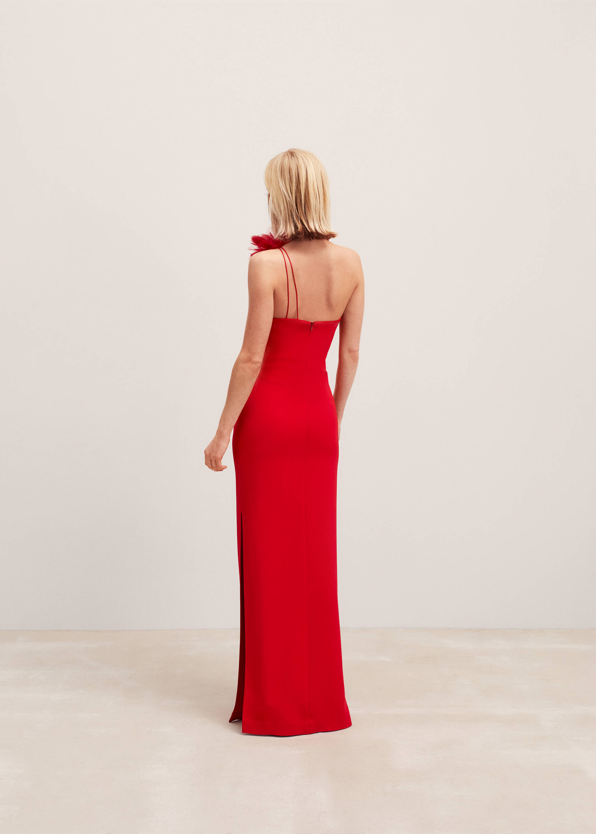Asymmetrical dress with flower detail - Reverse of the article