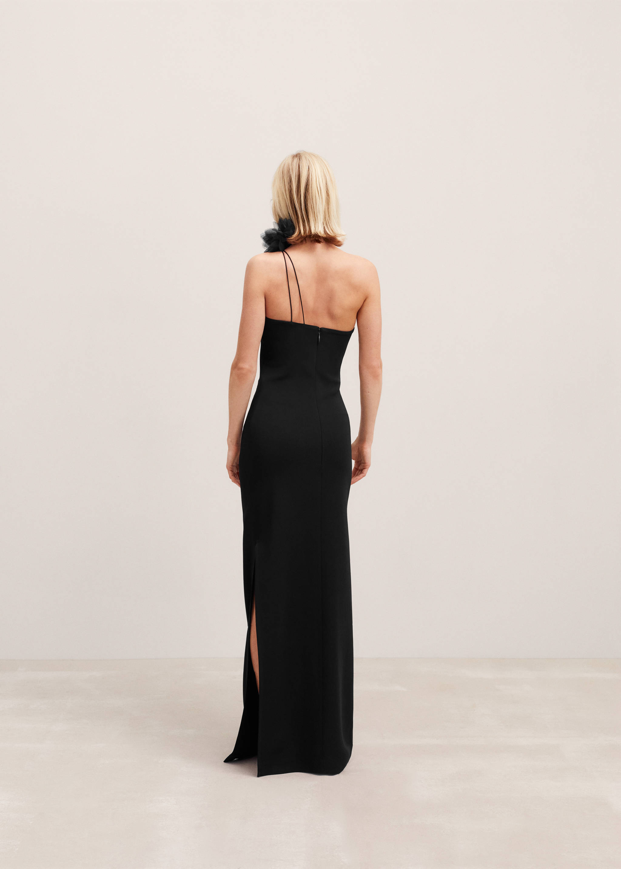 Asymmetrical dress with flower detail - Reverse of the article