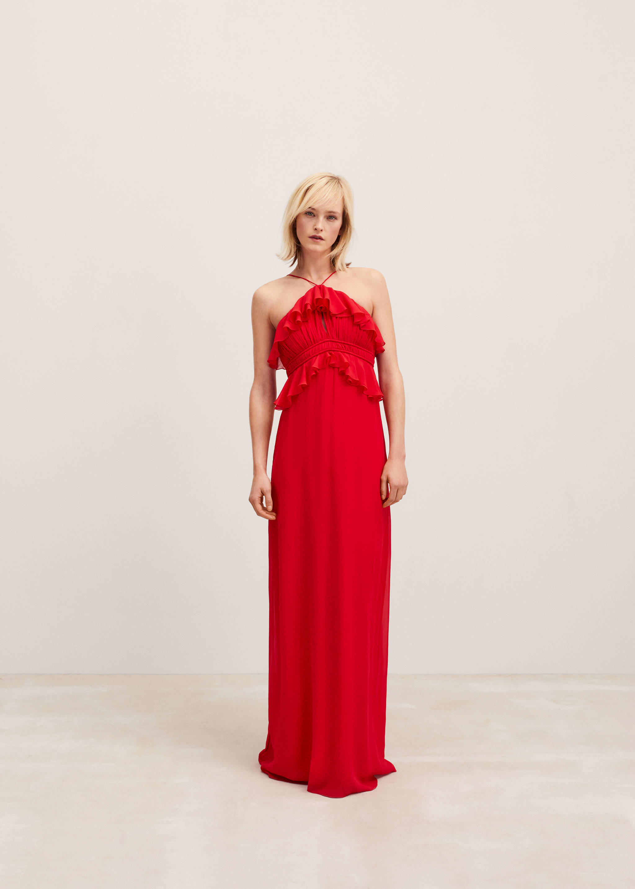 Halter-neck dress with ruffle detail - General plane