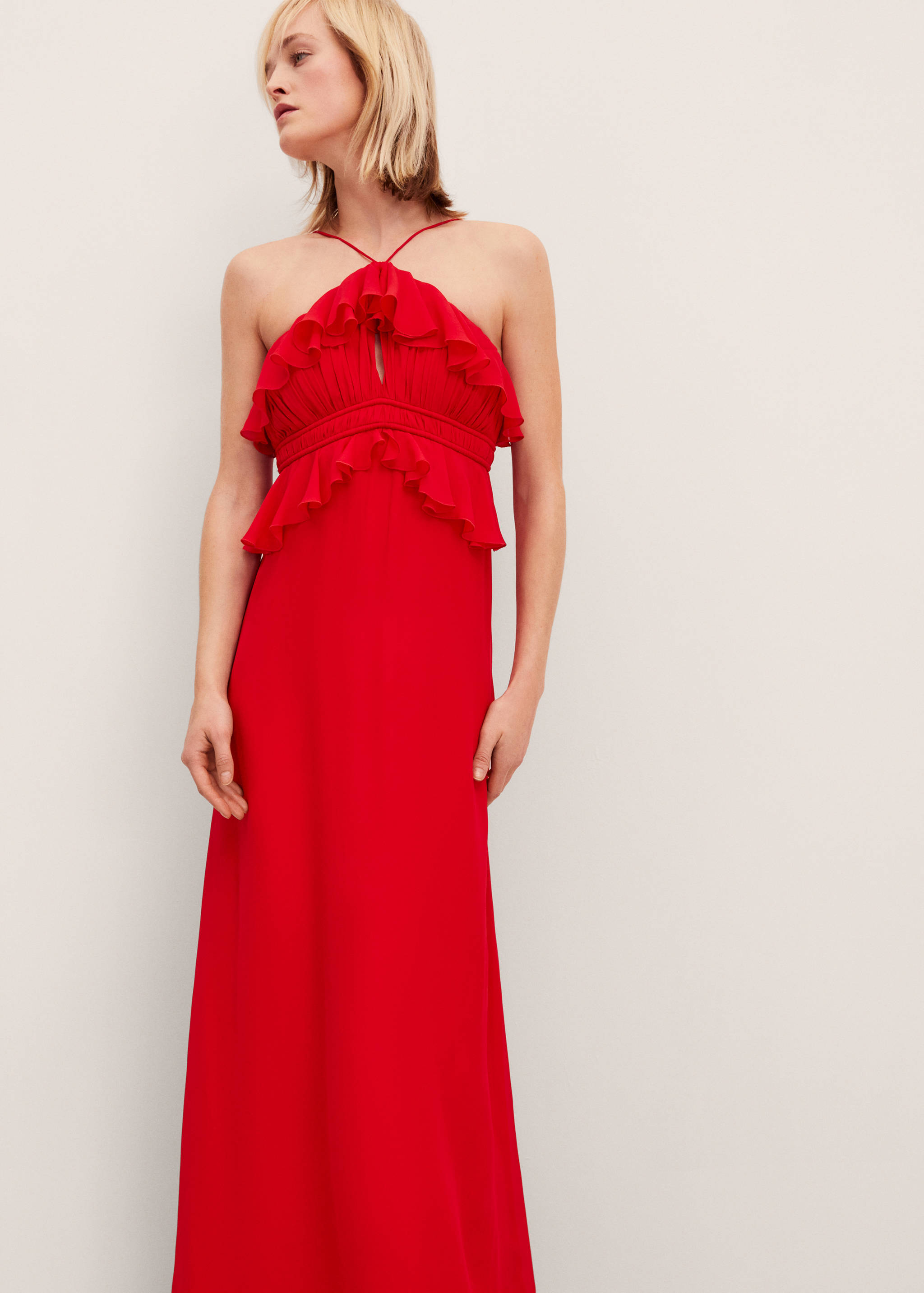 Halter-neck dress with ruffle detail - Medium plane