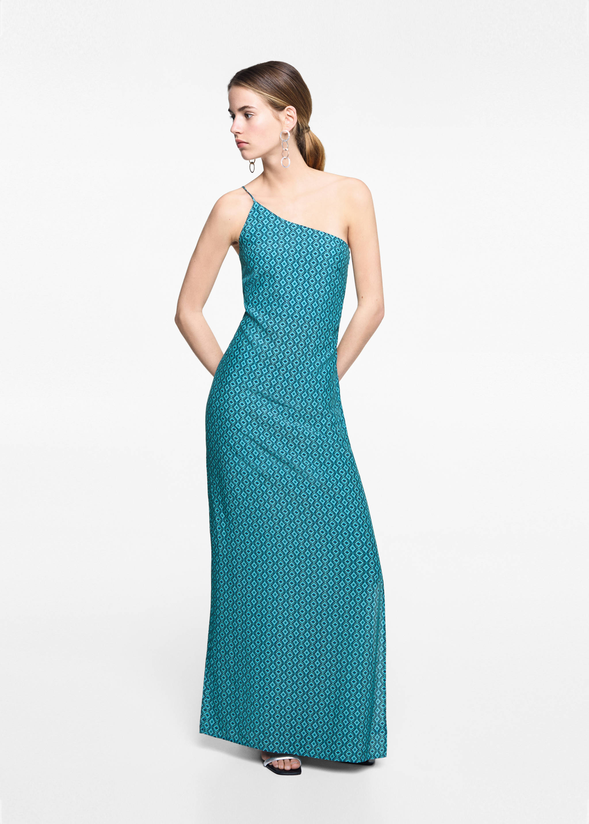 Vestido asimétrico estampado - Plano general