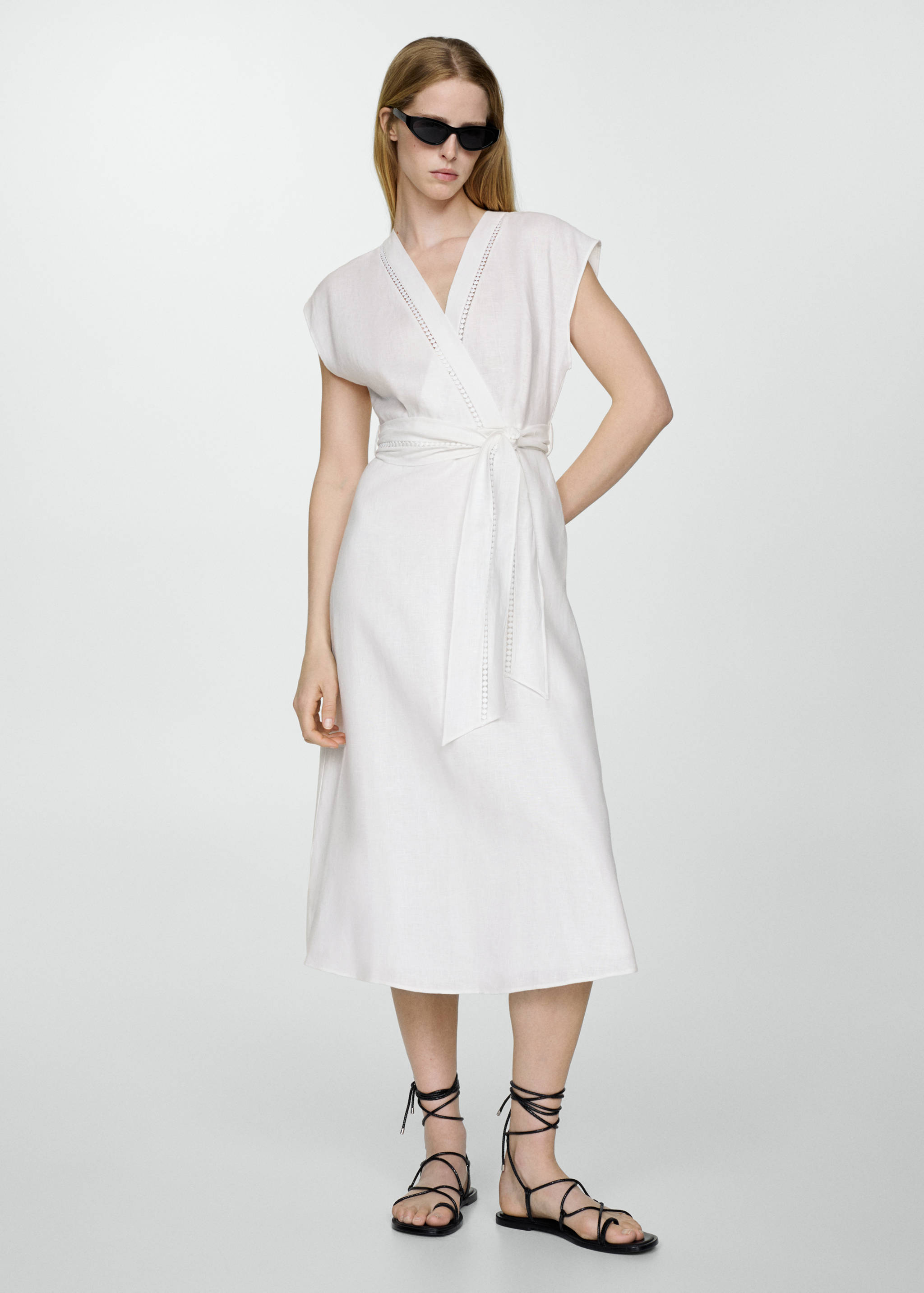 100% linen dress with bow - General plane