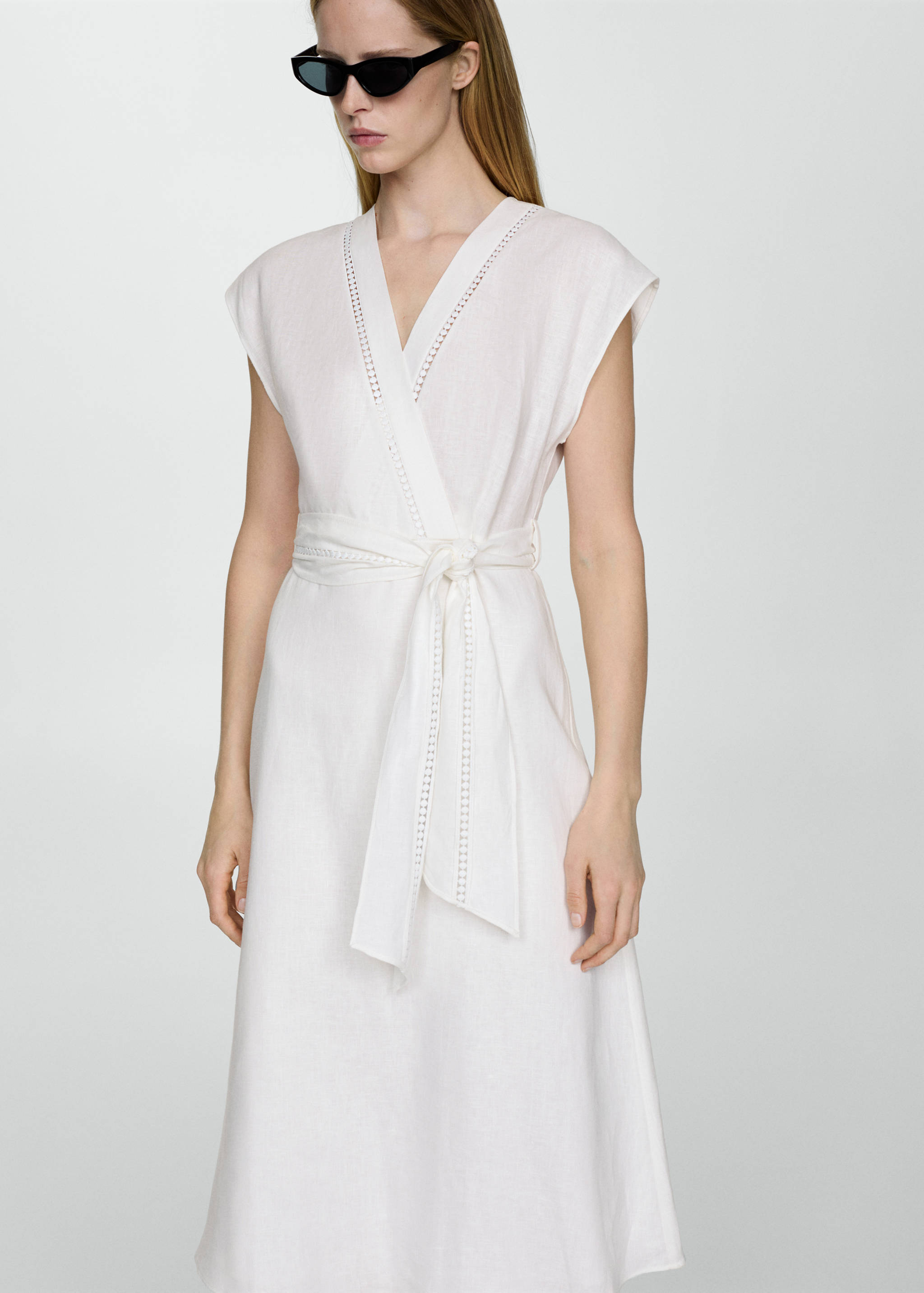 100% linen dress with bow - Medium plane