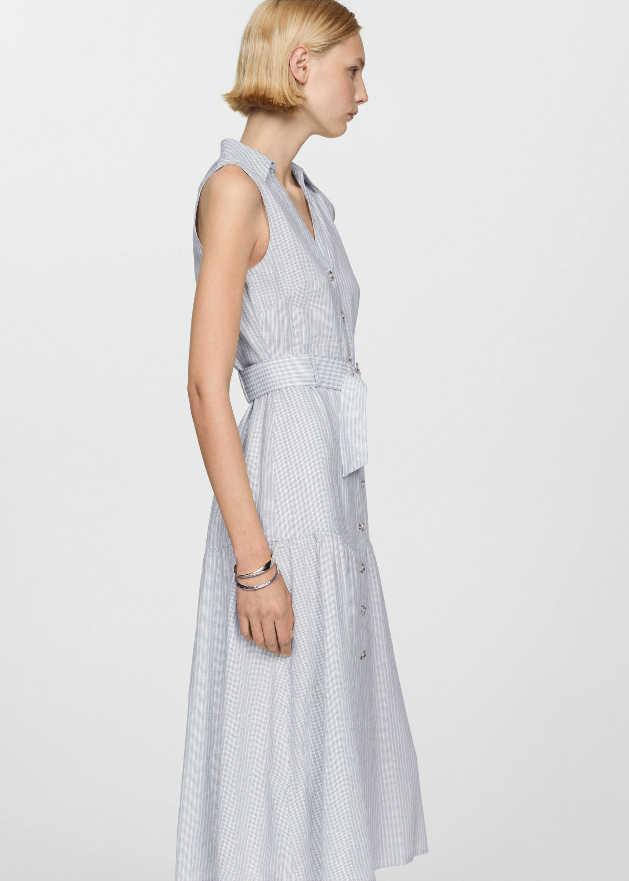 Belt shirt dress - Medium plane, Blue. Ref: 67007117-00.