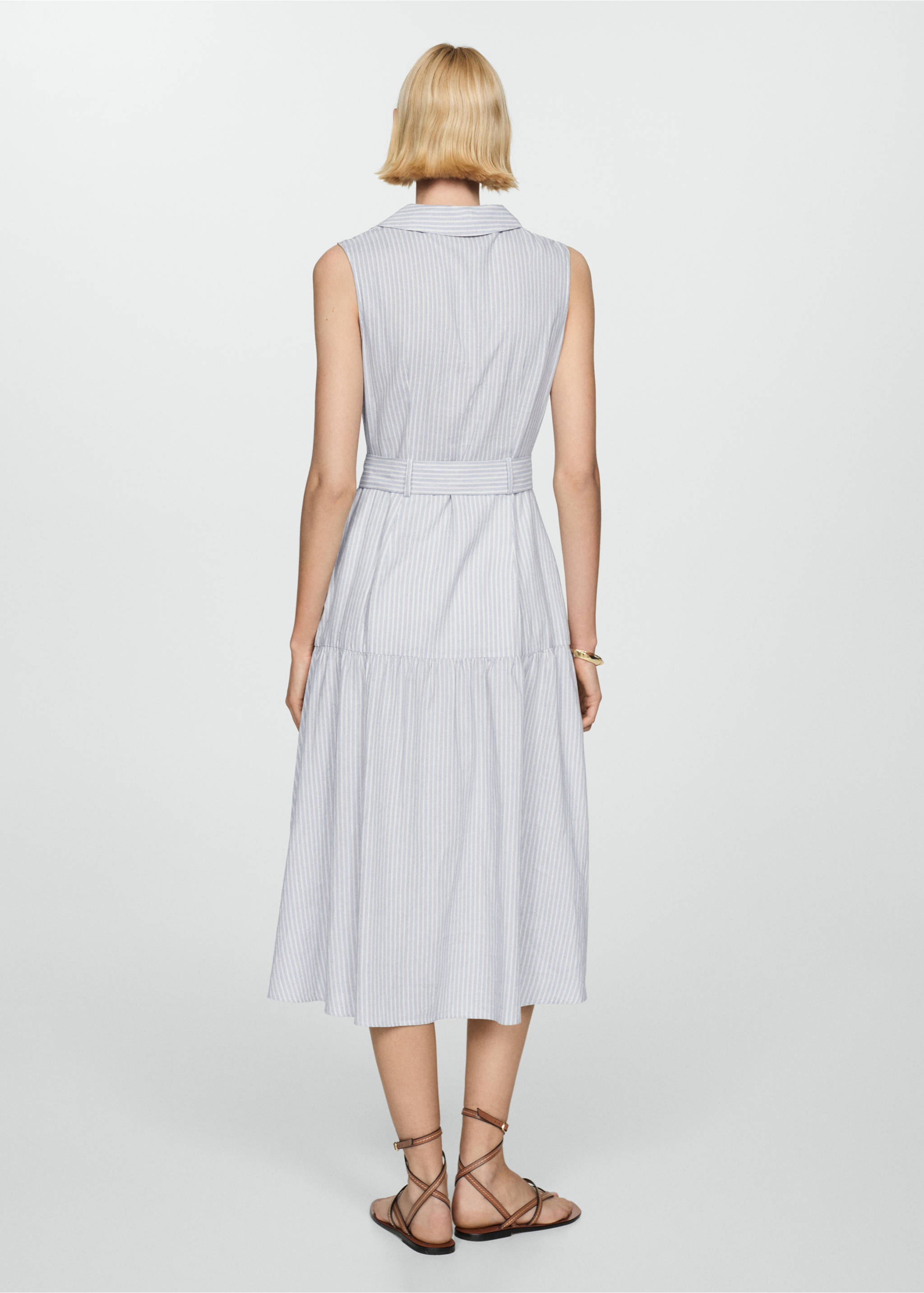 Belt shirt dress - Reverse of the article, Blue. Ref: 67007117-00.