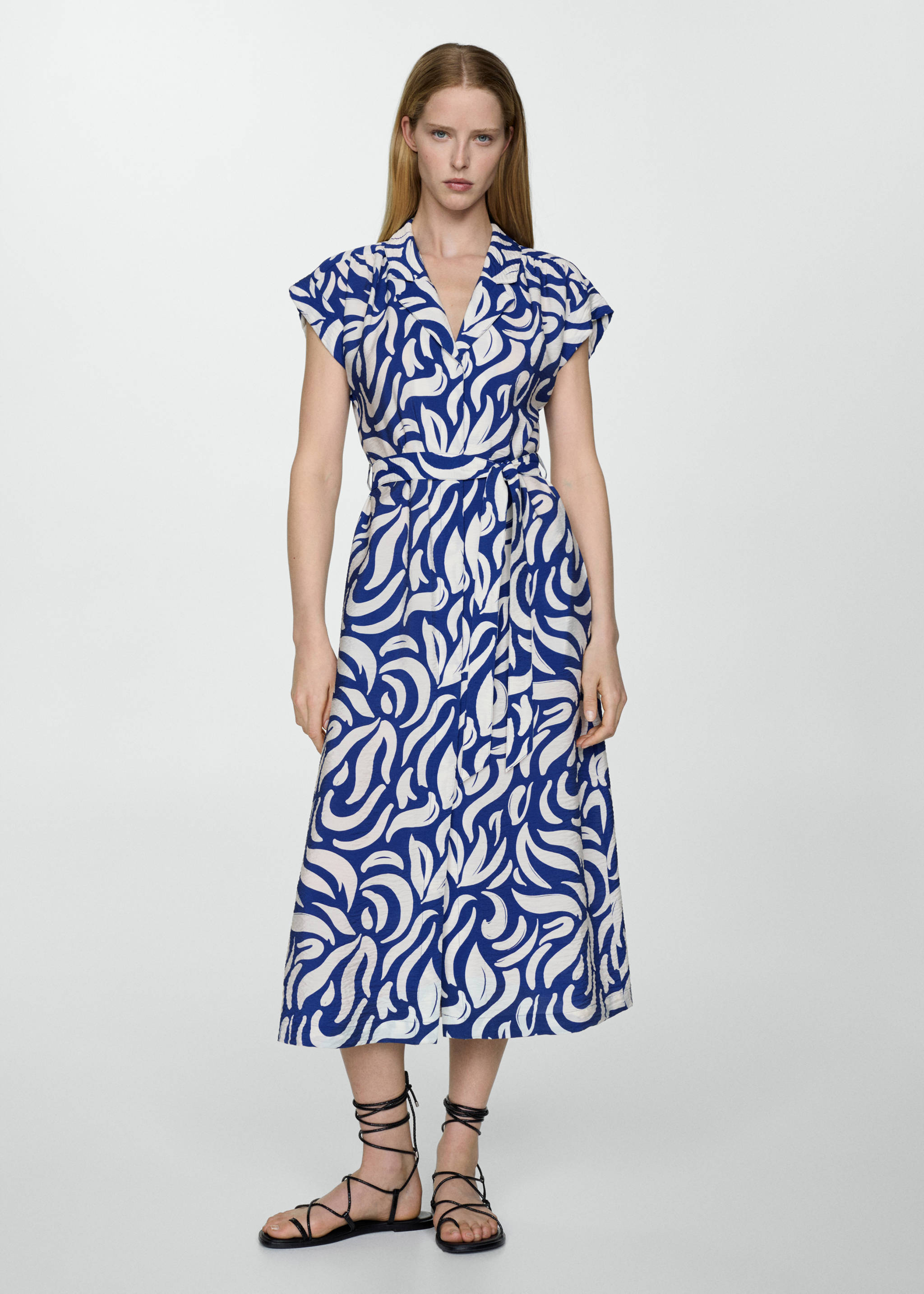 Textured shirt dress with bow - General plane