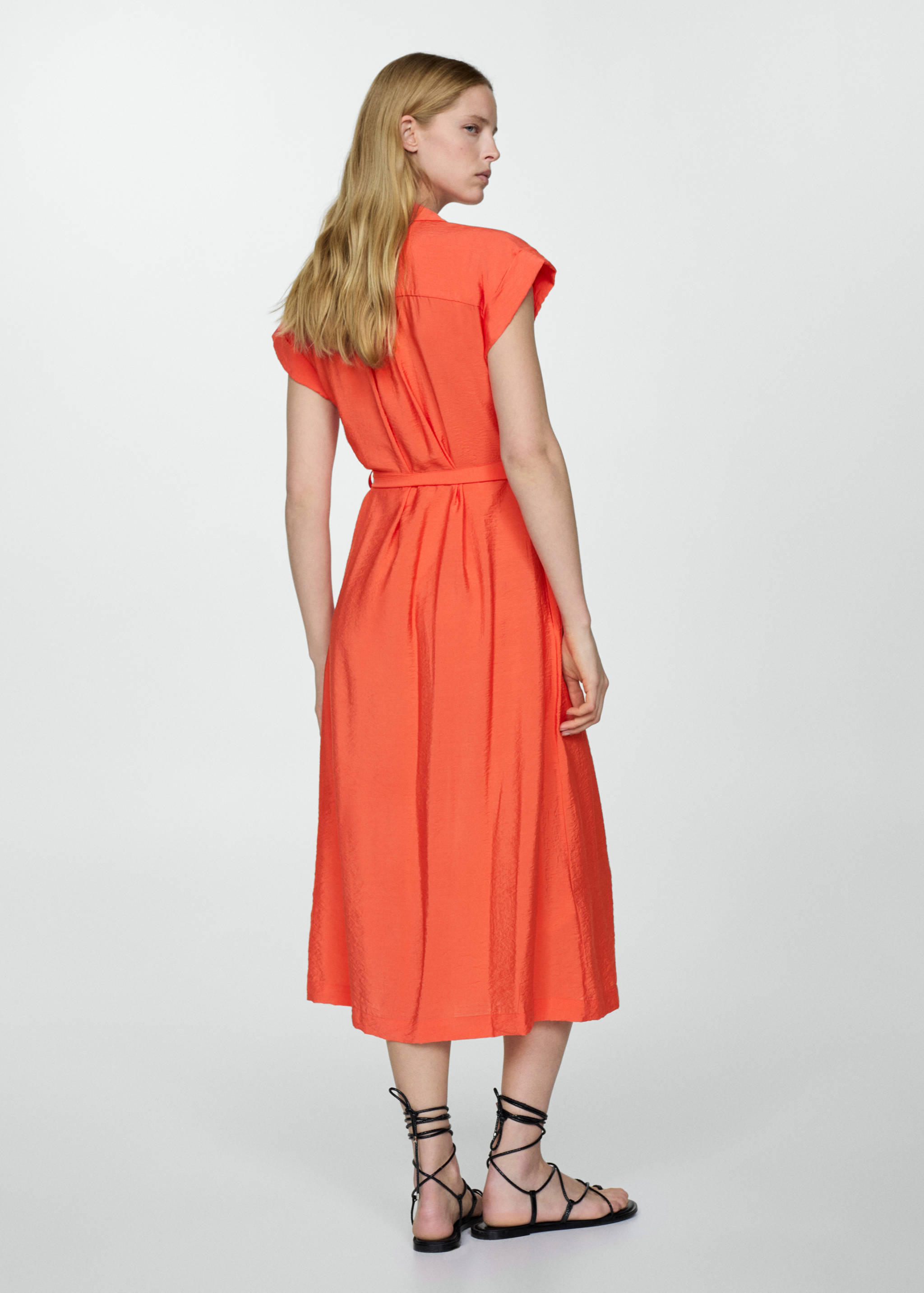 Textured shirt dress with bow - Reverse of the article