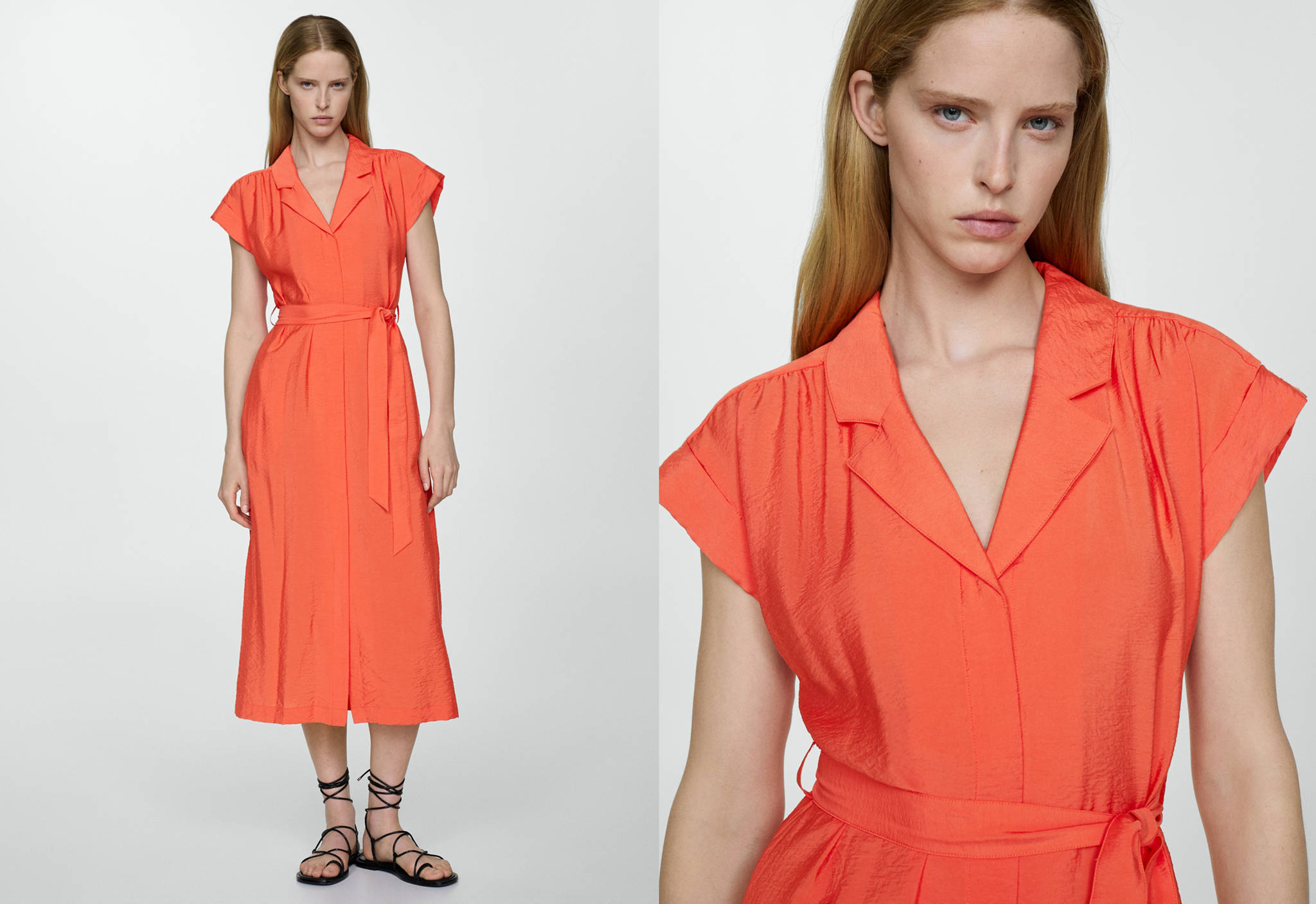 Textured shirt dress with bow - Panoramic plane