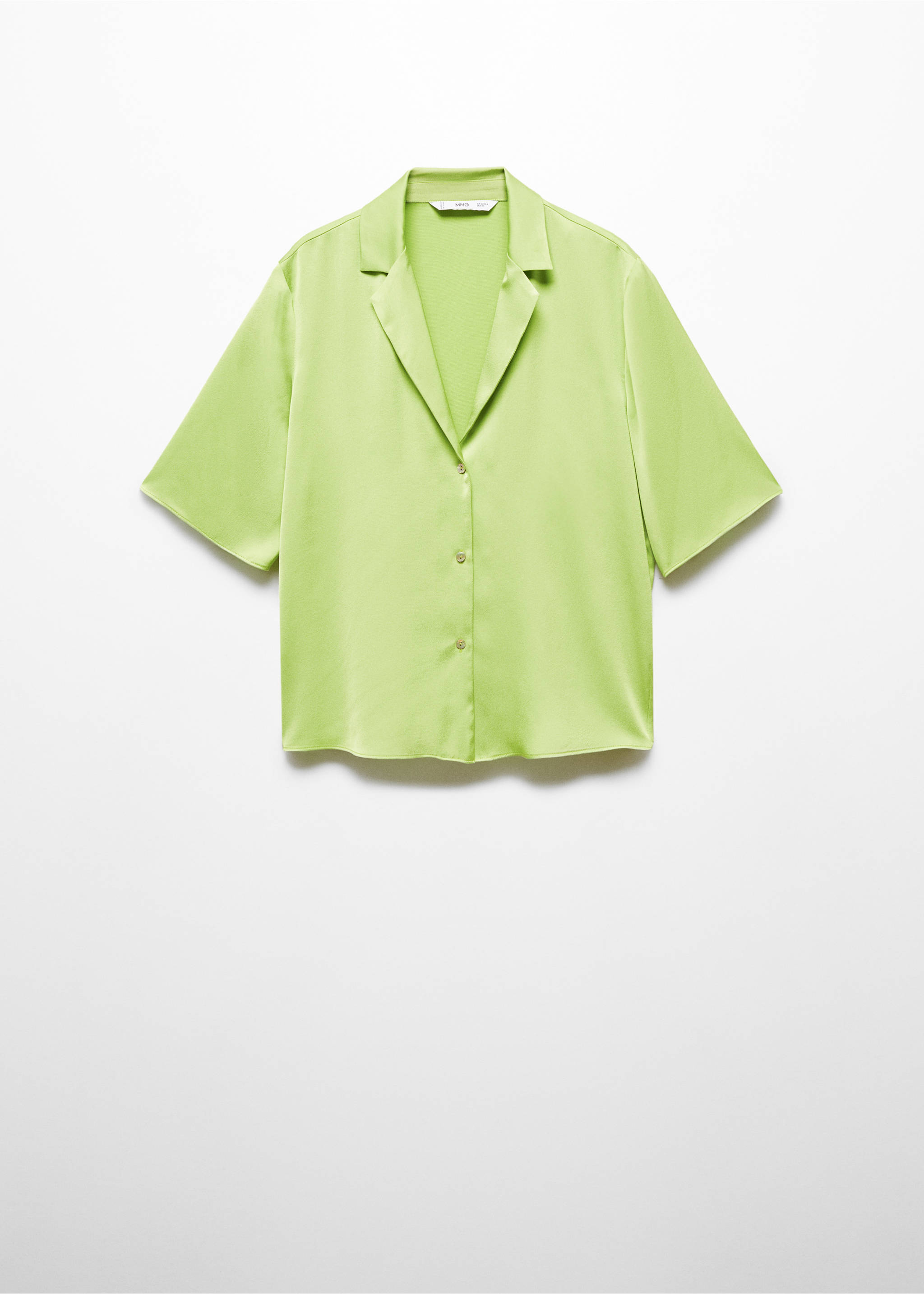 Short-sleeved satin shirt - Article without model, Green. Ref: 67007129-00.