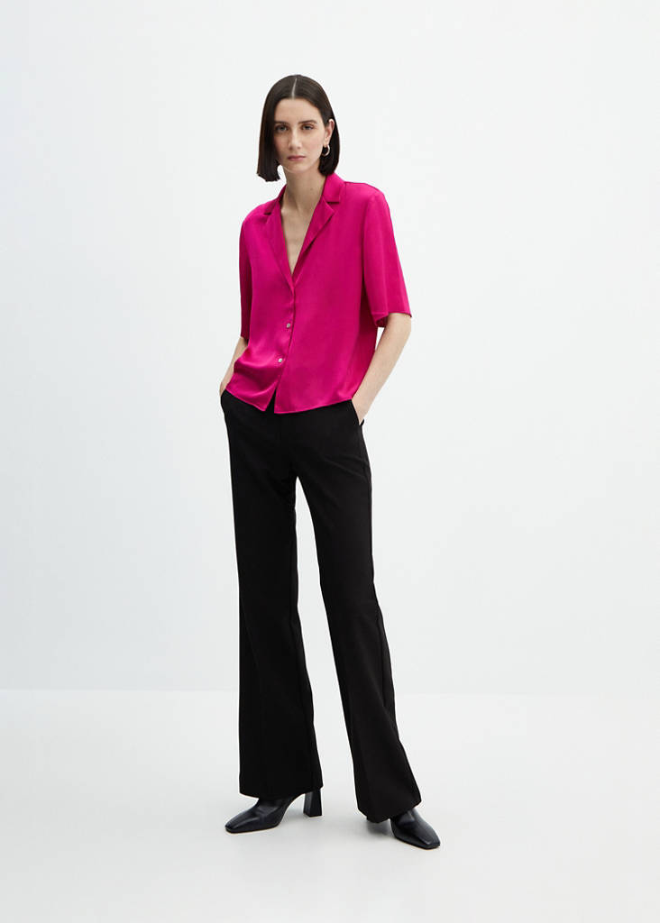 MANGO - Chemise satinée manches courtes fuchsia - 3XL