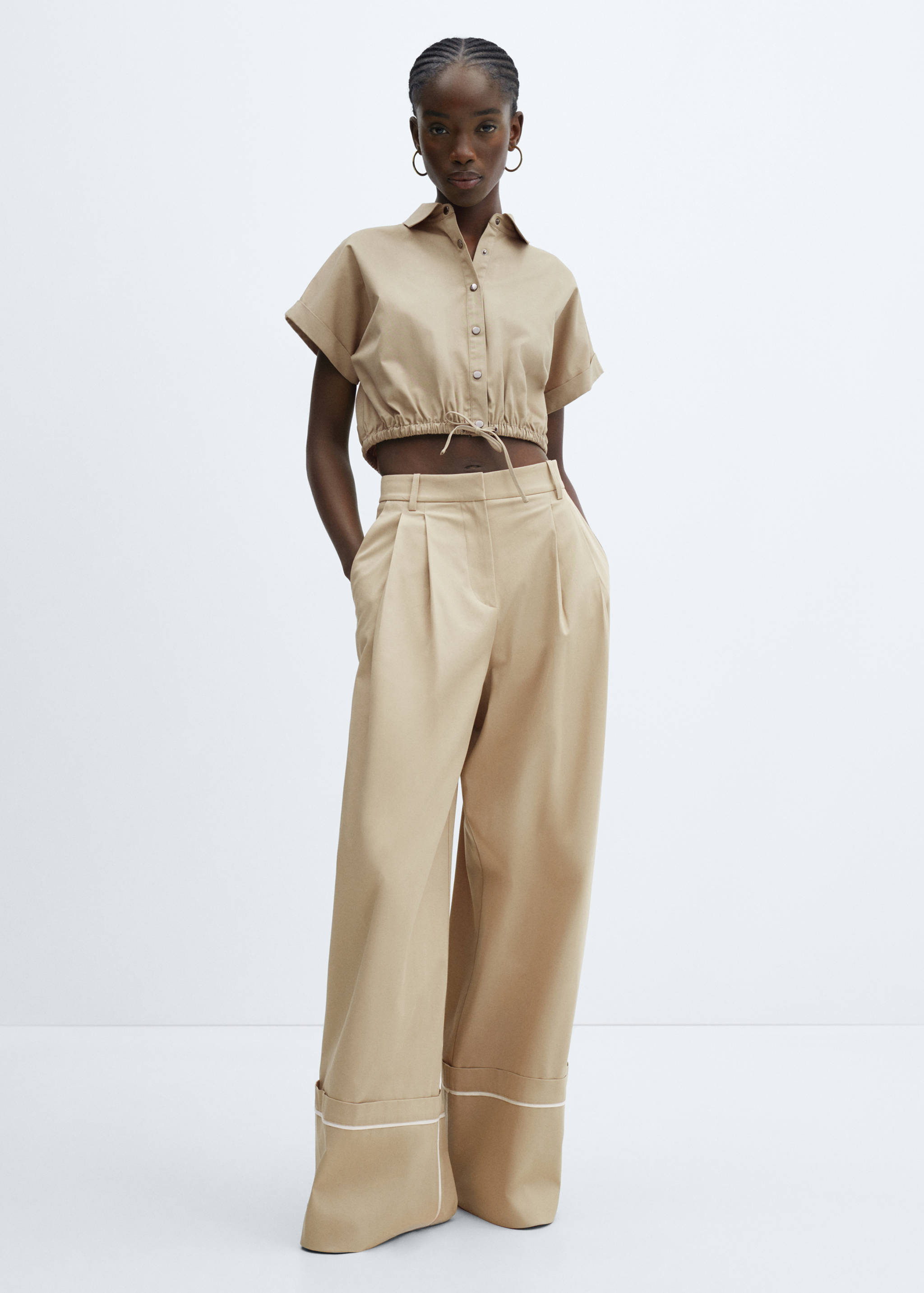 Cropped shirt with adjustable hem - General plane
