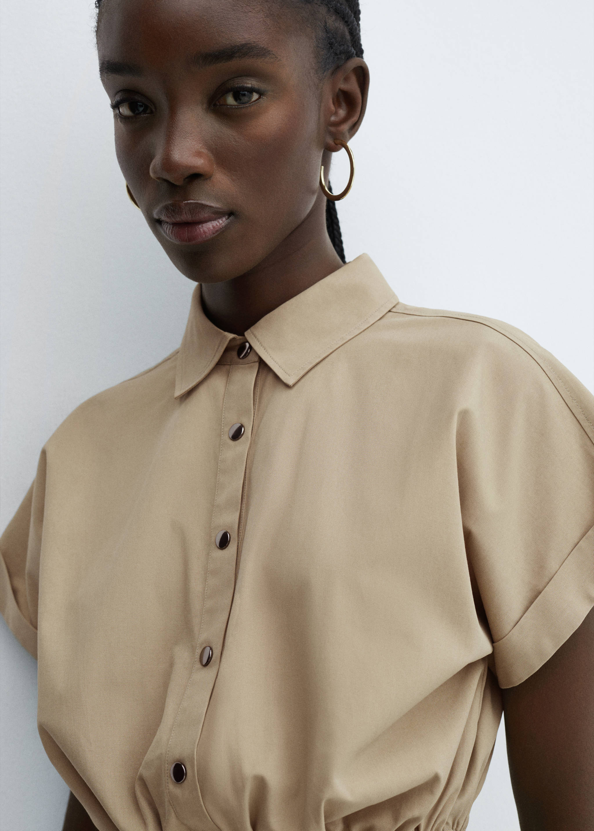 Cropped shirt with adjustable hem - Details of the article 1