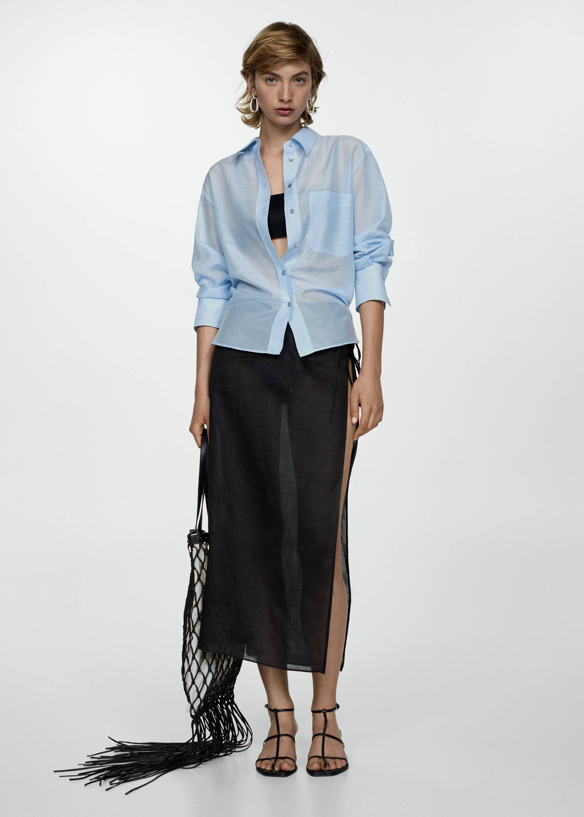 Oversized silk cotton shirt - General plane