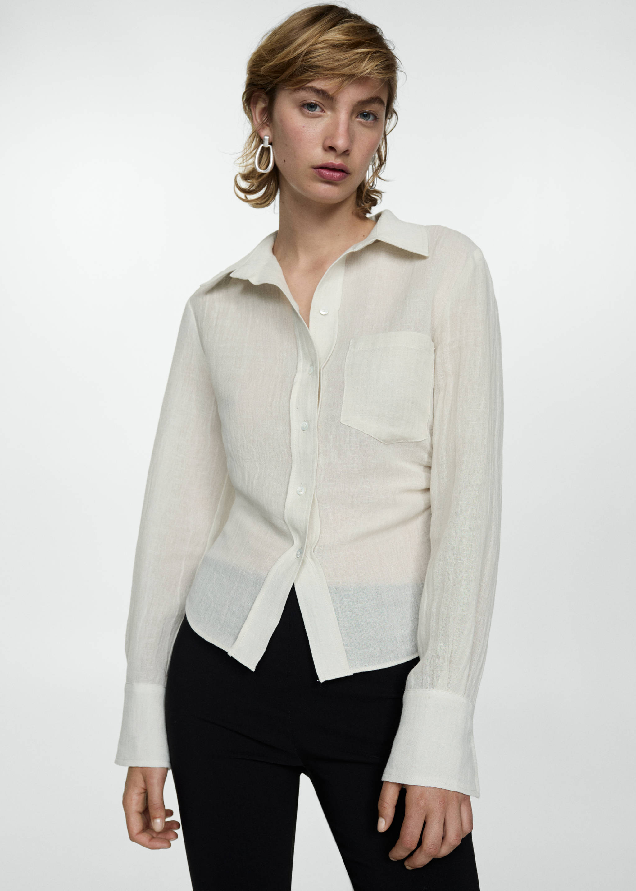 Linen shirt with draped detail - Medium plane