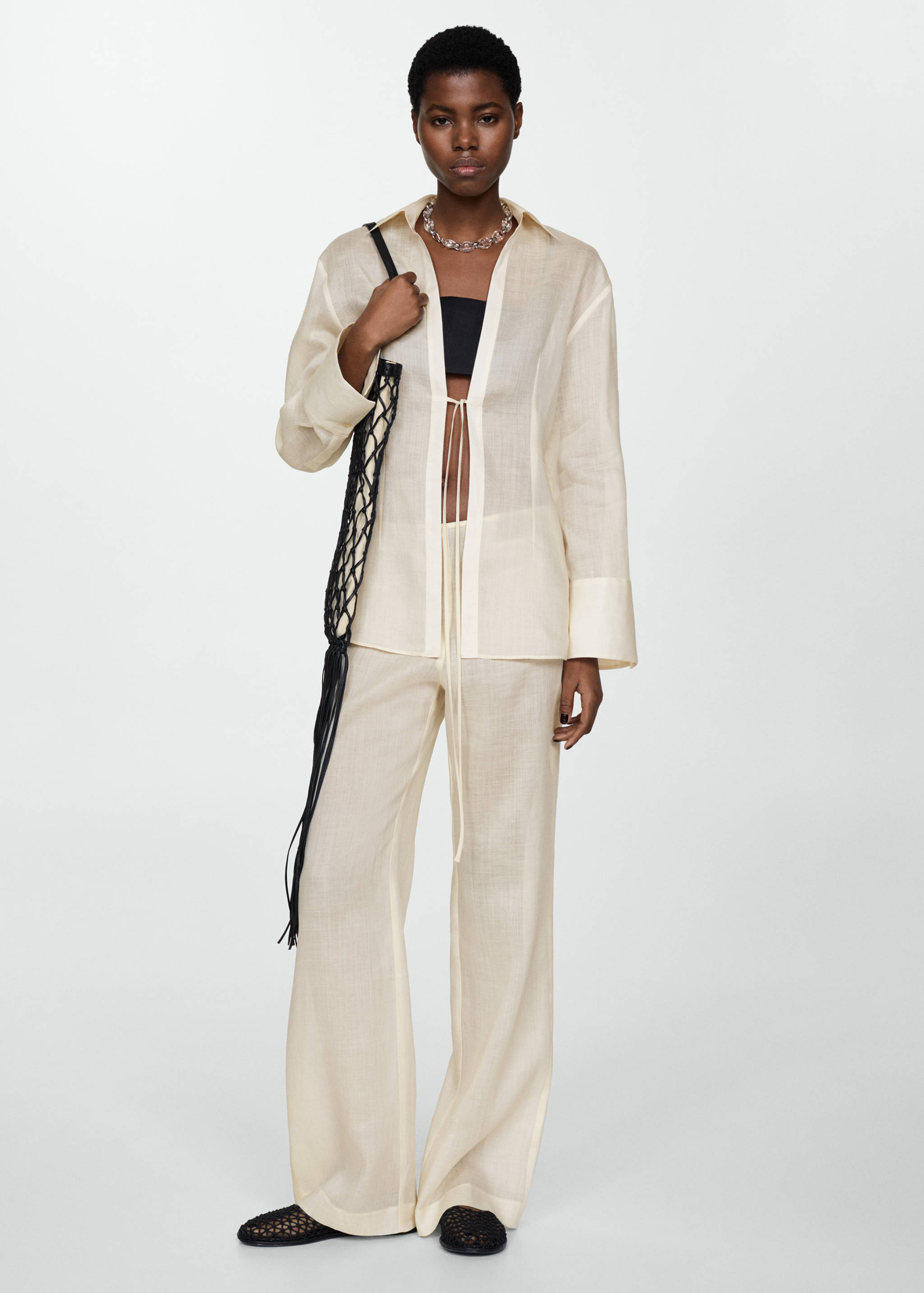 Ramie-Hemd mit Schleifenverschluss - Allgemeine Ansicht