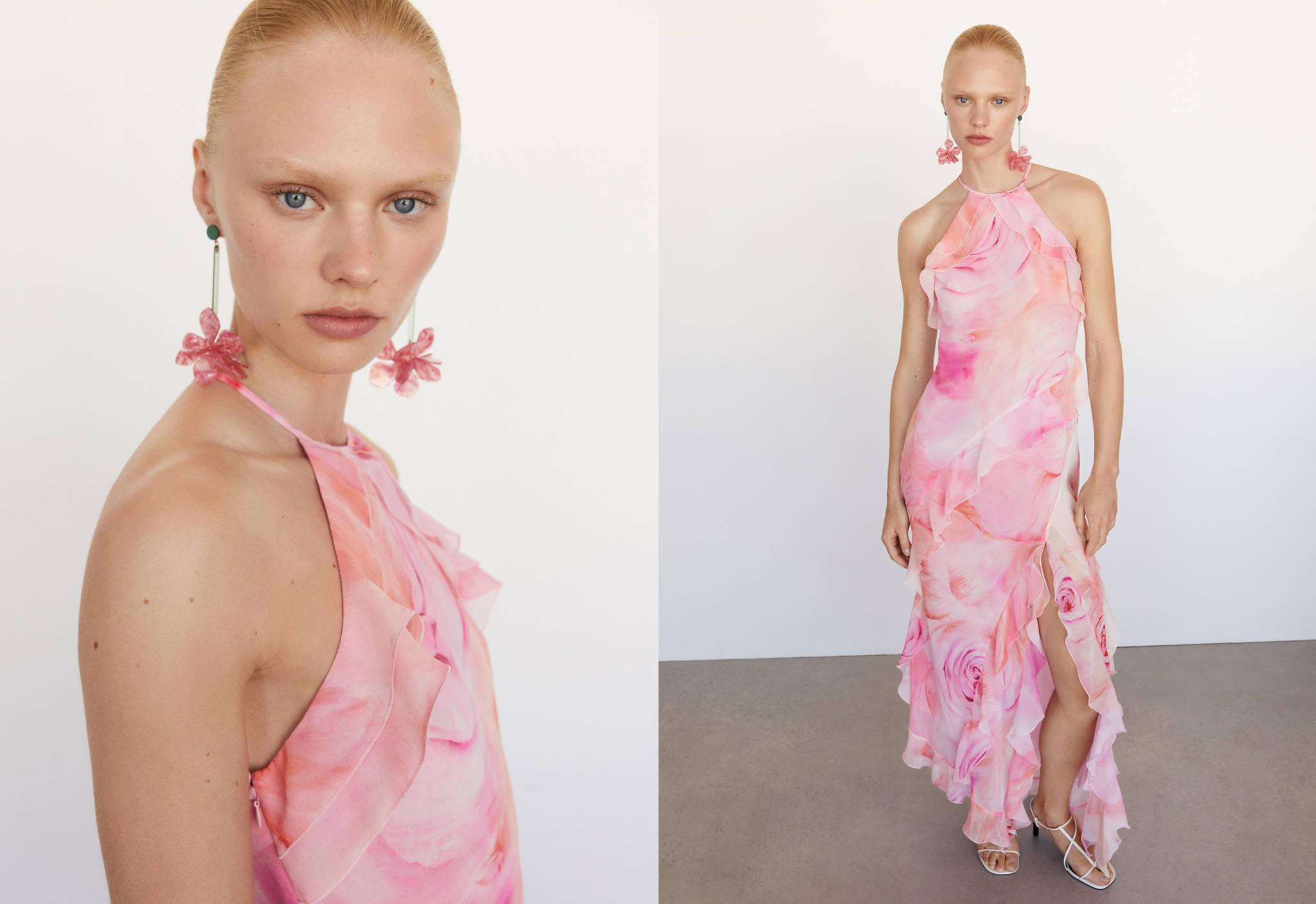 Ruffled floral print dress - Panoramic plane