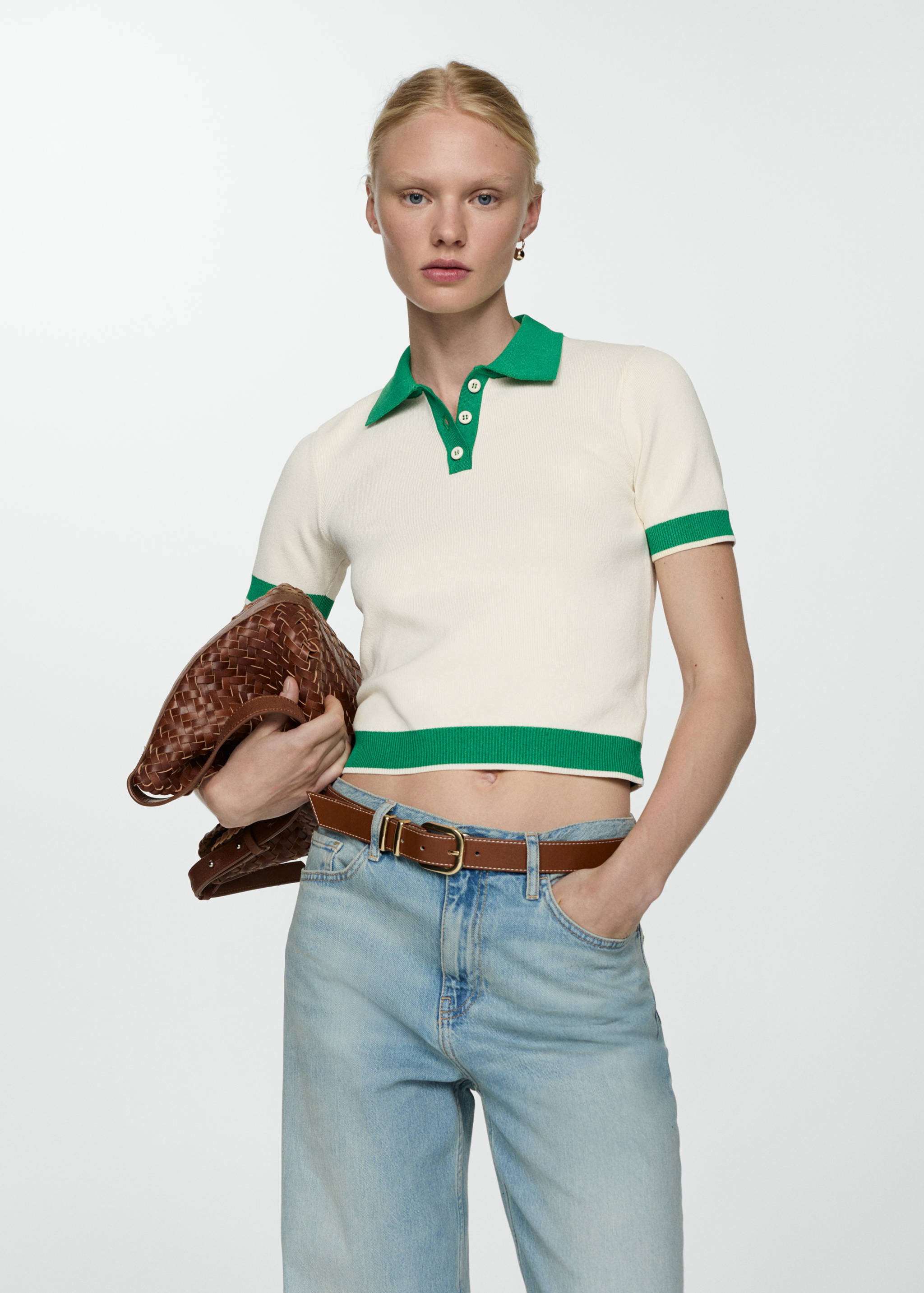 Knitted polo-neck sweater - Medium plane