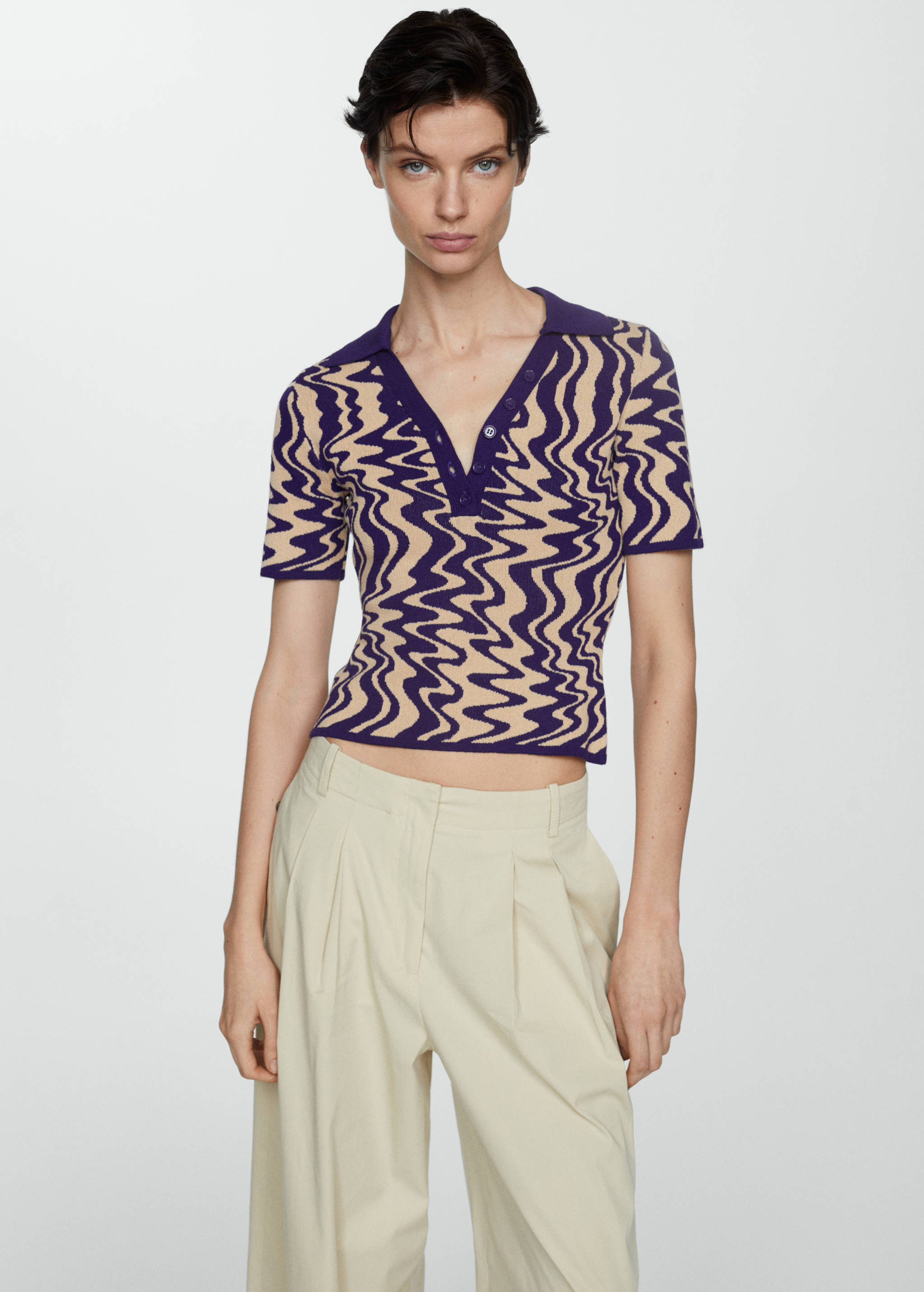 Jersey punto cuello polo - Plano medio