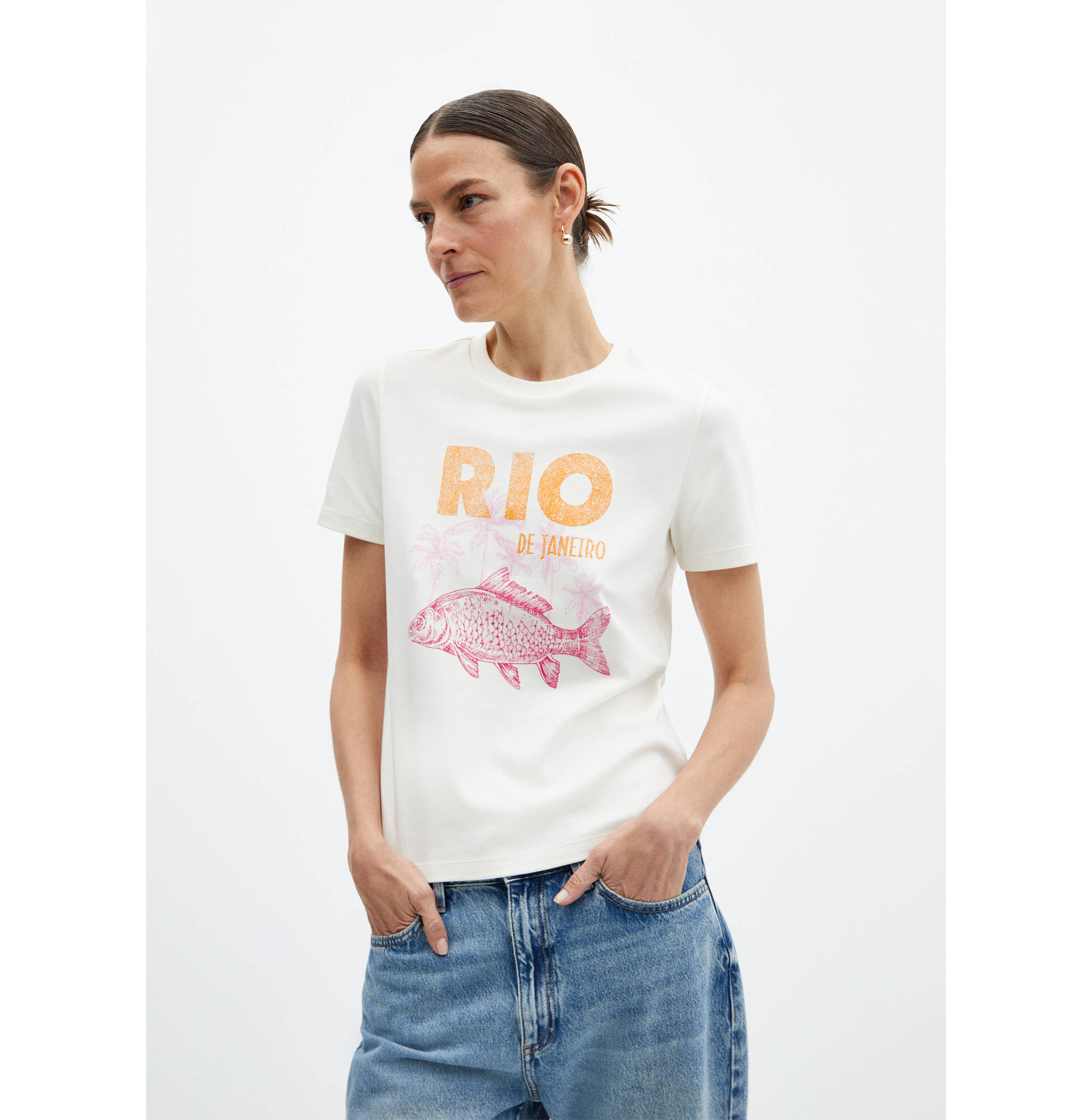 100% cotton t-shirt with printed message - Medium plane