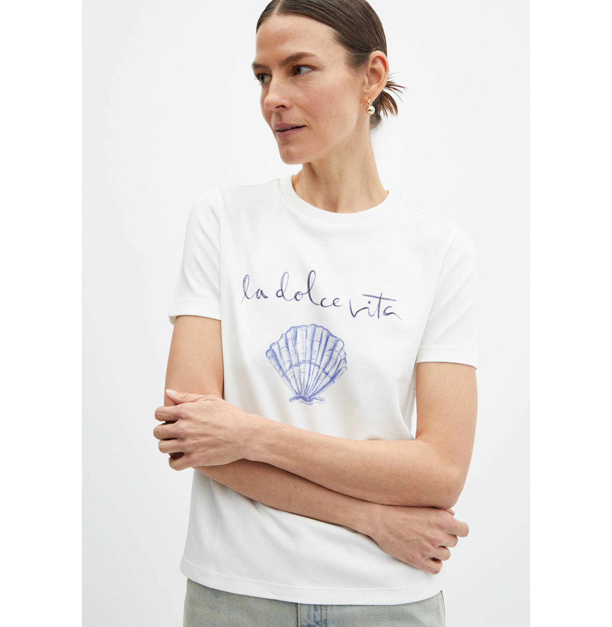 100% cotton t-shirt with printed message - Medium plane